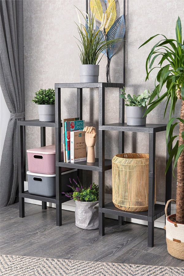 Black 6-Tier Storage Rack - Small Space Bathroom Kitchen Organizer