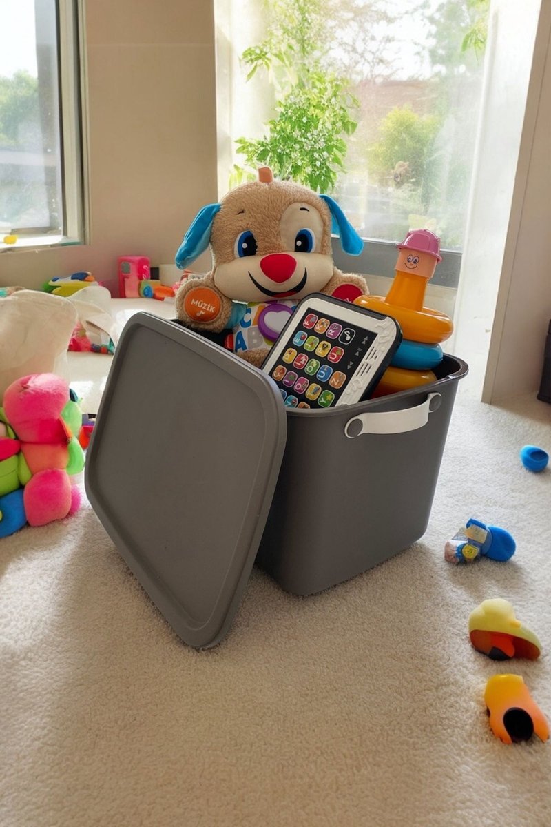 Tobeyz 15L BPA-Free Stackable Storage Bins with Lids - Grey 3-Pack