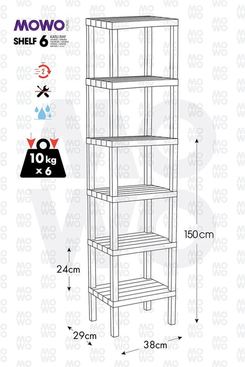 Premium 6-Tier Standing Storage Rack in Brown - Versatile BPA-Free Plastic Organizer for Bathroom & Kitchen with Maximum Space Efficiency