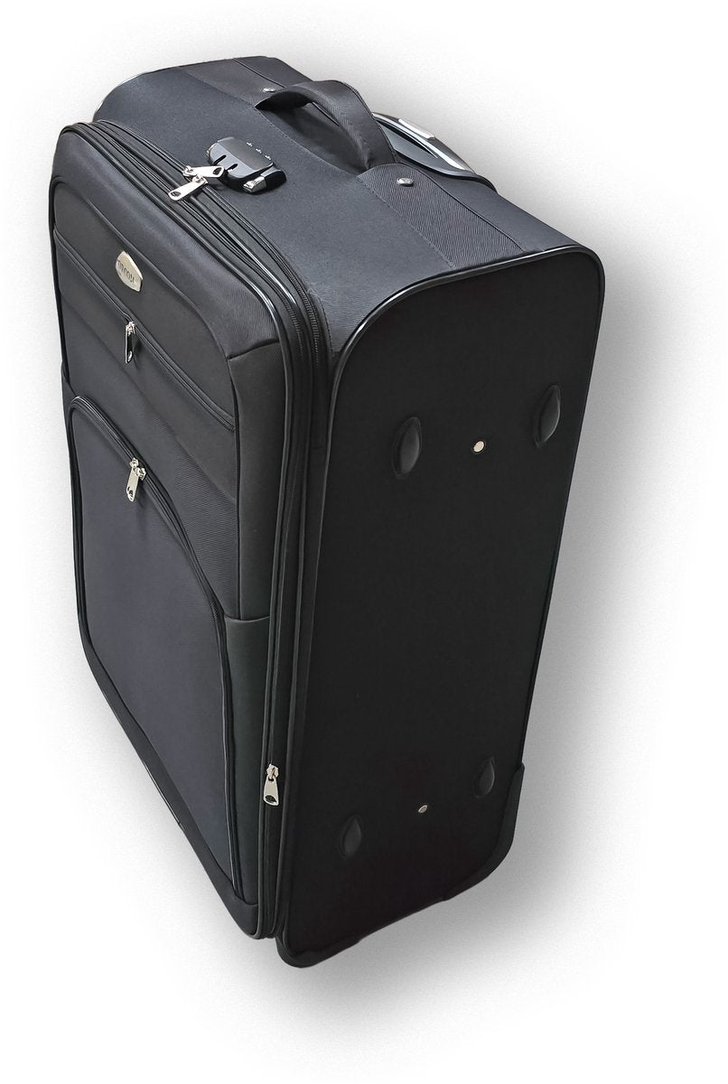 TOBEYZ Premium 3-Piece Black Luggage Set with 4 Spinner Wheels - Ultra-Lightweight ABS Hardshell Travel Trolley Collection