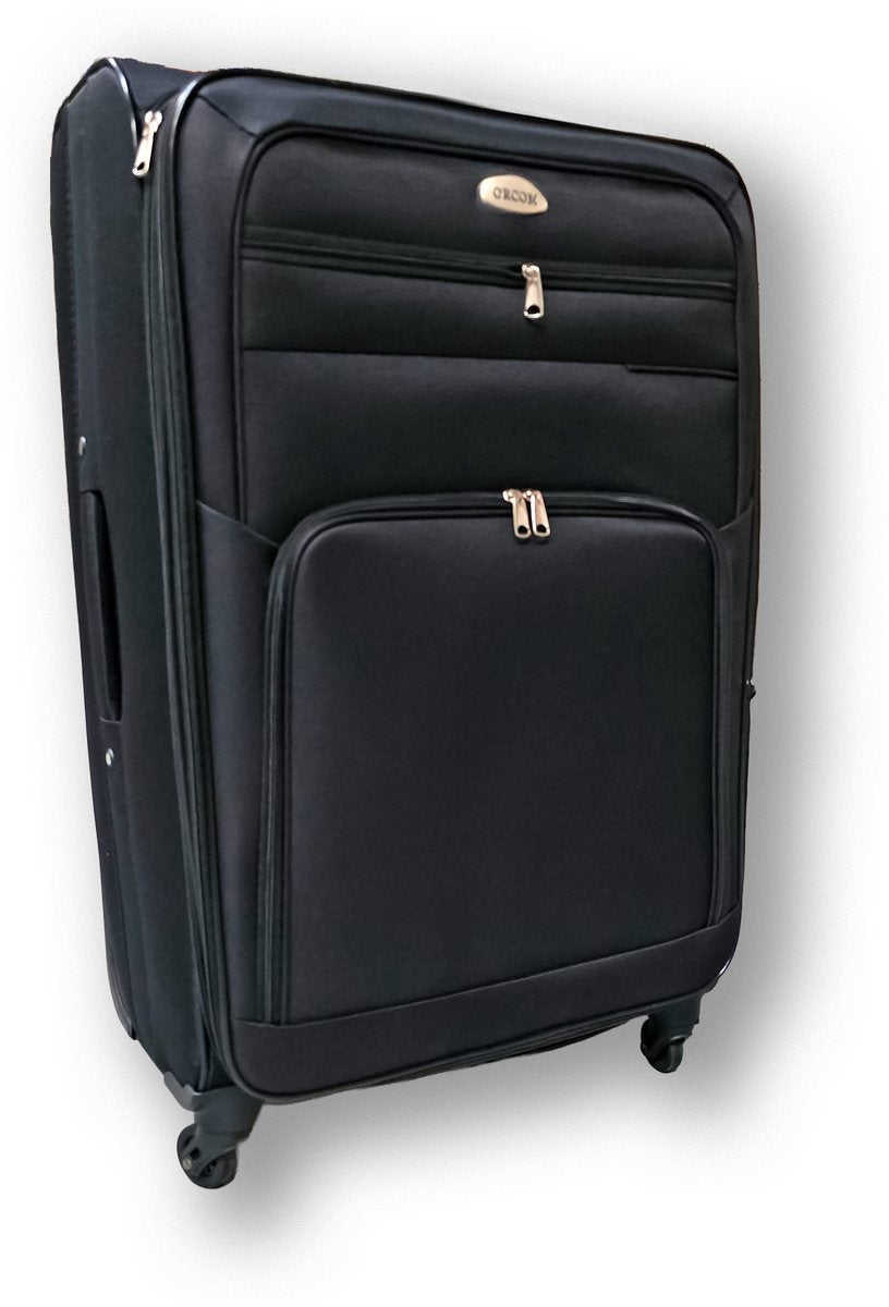 TOBEYZ Premium 3-Piece Black Luggage Set with 4 Spinner Wheels - Ultra-Lightweight ABS Hardshell Travel Trolley Collection