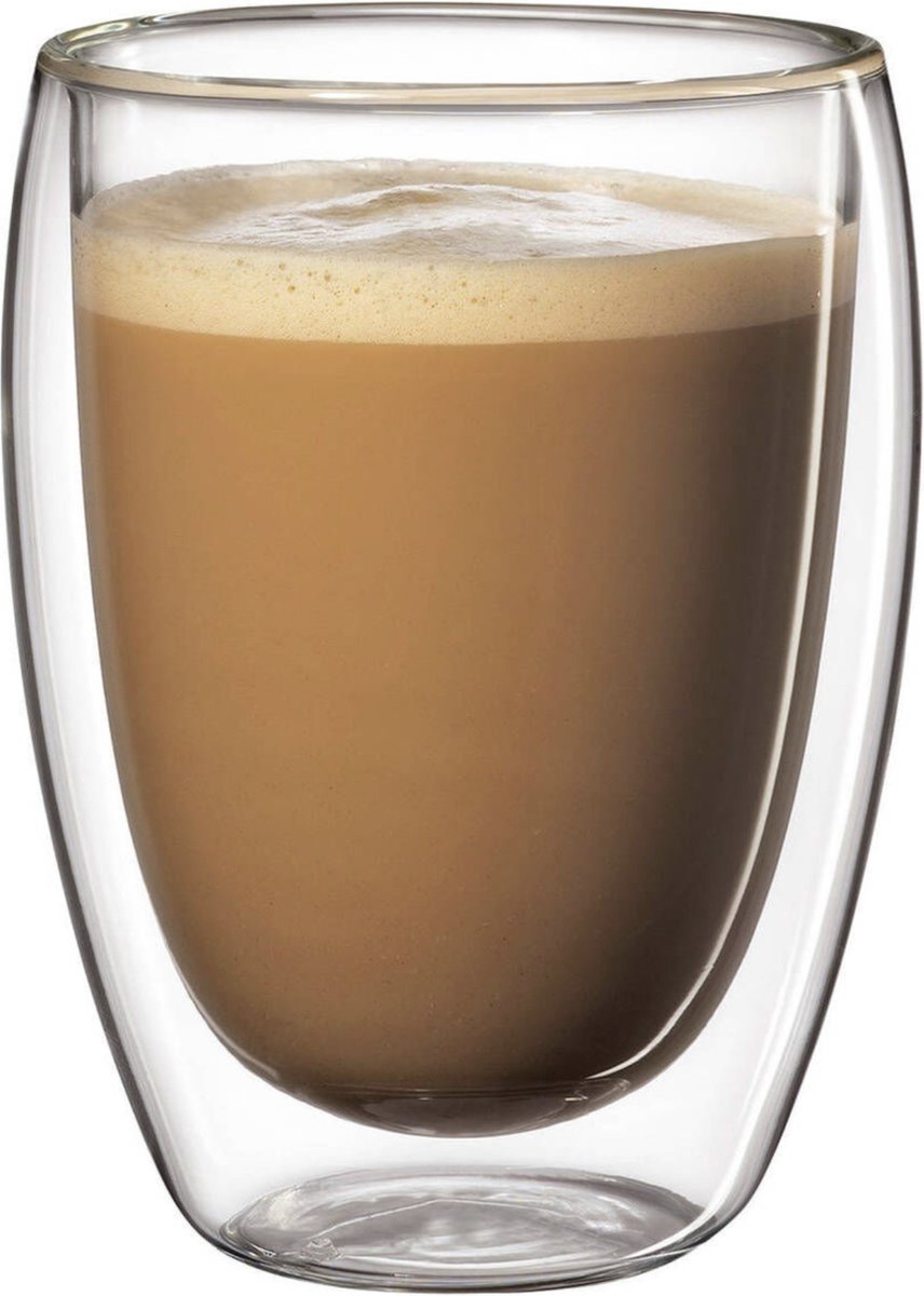 Double-Wall Glass Set 350ml - Set of 6 Premium Borosilicate Glasses for Latte Macchiato, Espresso, Coffee & Tea with Thermal Insulation