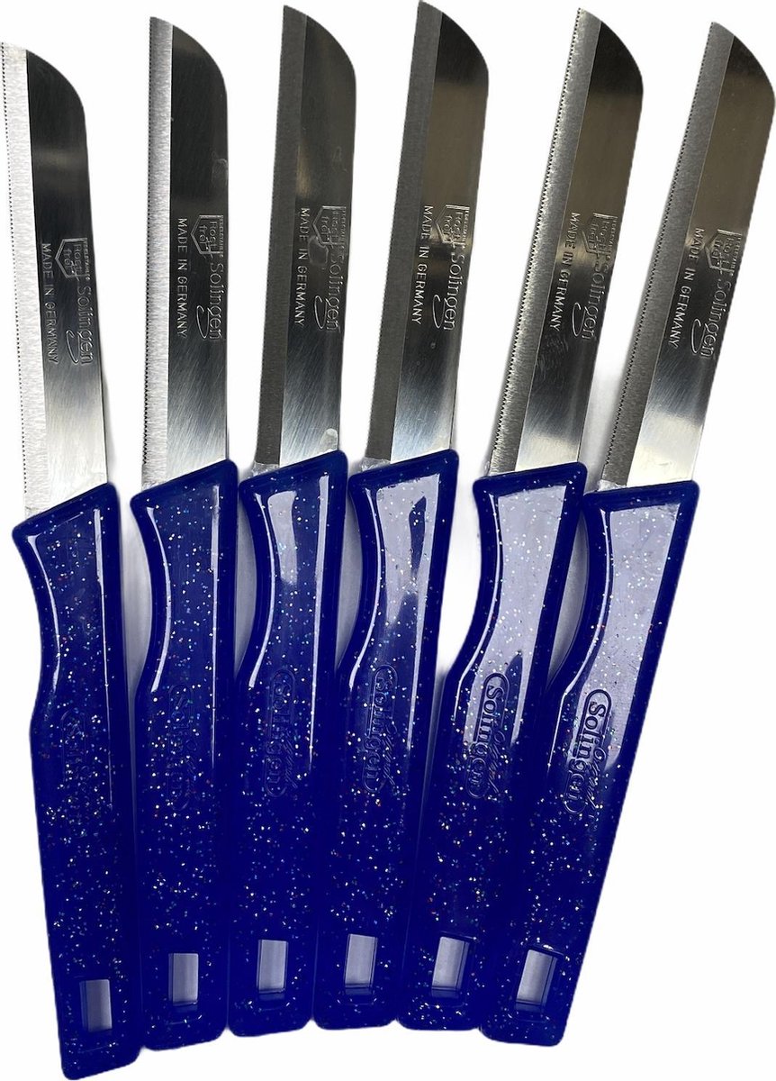 Premium Solingen 6-Piece German Serrated Paring Knife Set - Professional Razor-Sharp Stainless Steel Kitchen Knives with Anti-Slip Handles - Made in Germany Excellence