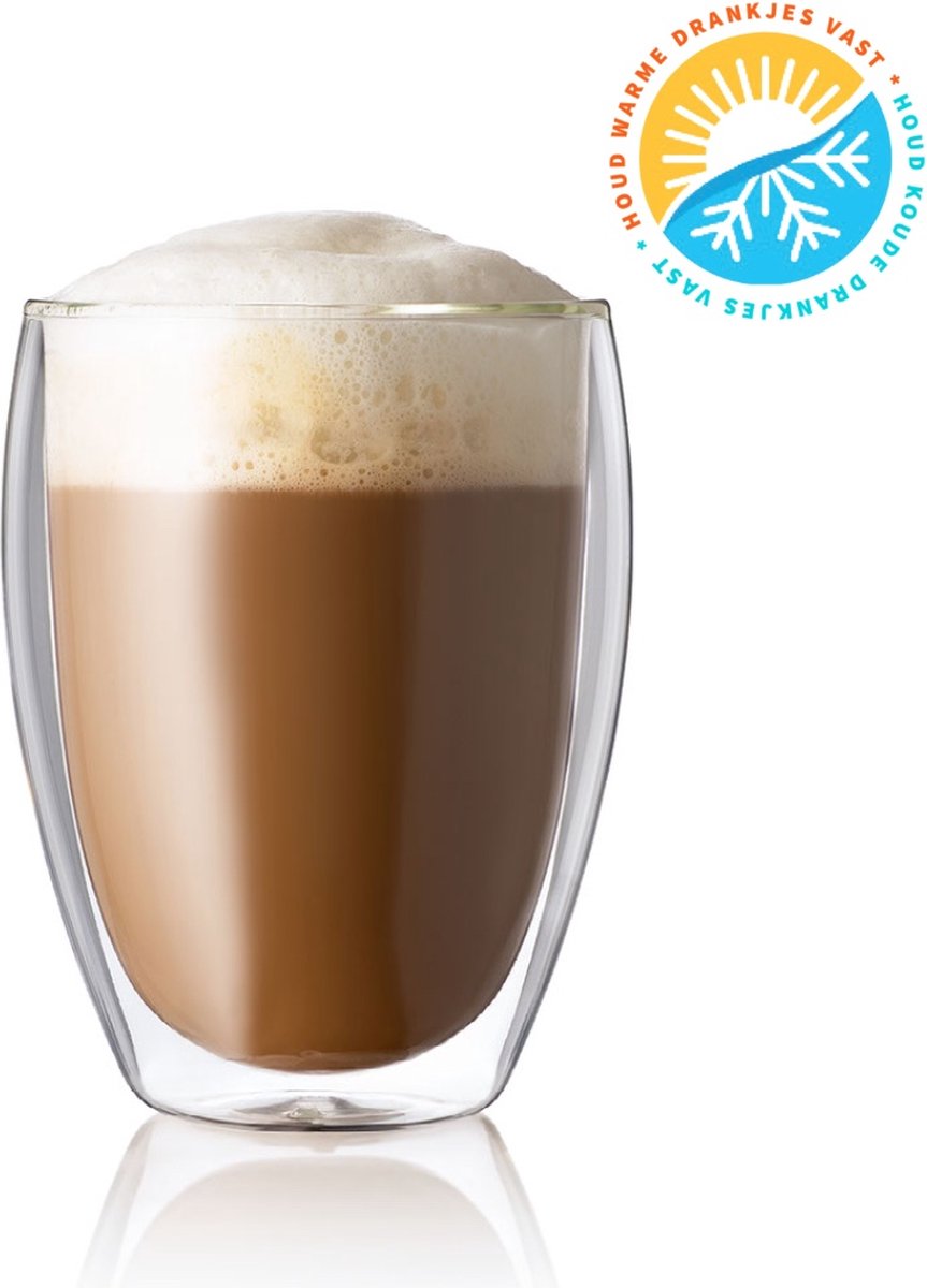 Premium 6-Piece Double-Walled Coffee Glasses Set 350ml - Borosilicate Glass Cappuccino Latte Thermal Insulated Drinking Glasses