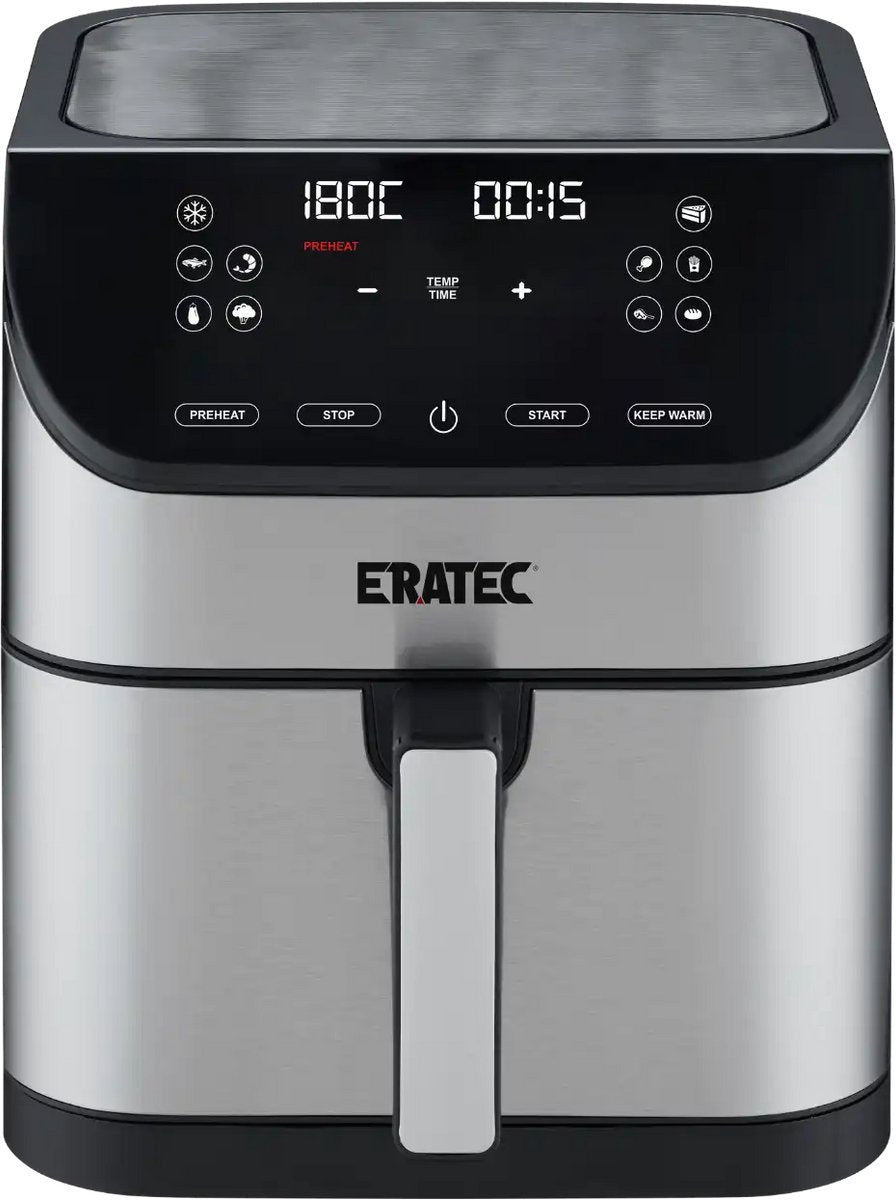 ERATEC AF-60 Air Fryer XXL 5.5L 1500W Oil-Free LED Touchscreen 10 Programs Stainless Steel Black