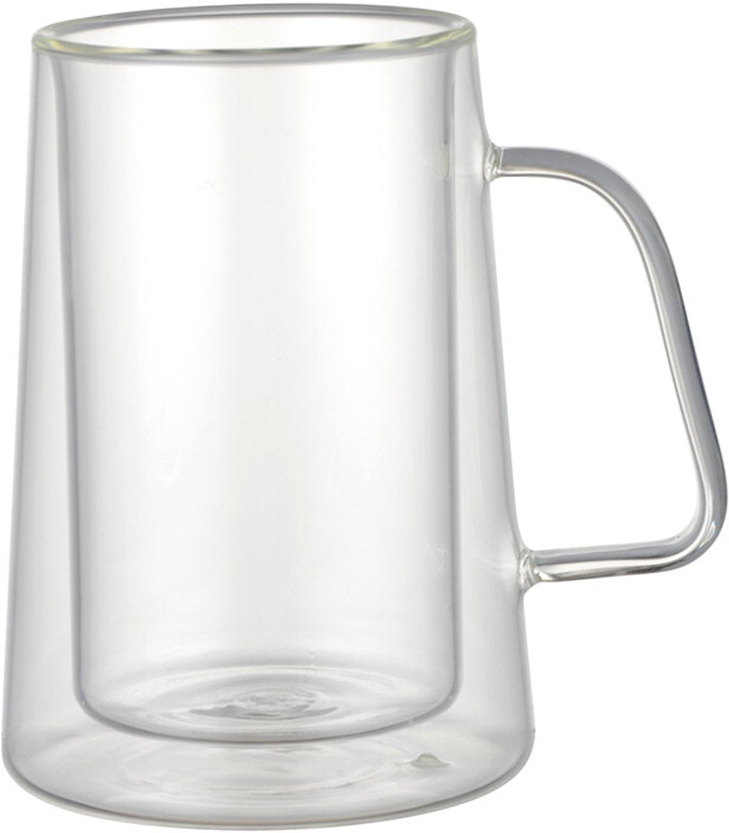 Schafer Latte Macchiato Glasses 300ml - Double Wall Glass with Handle - Transparent Set of 4 - Insulated Coffee Glasse