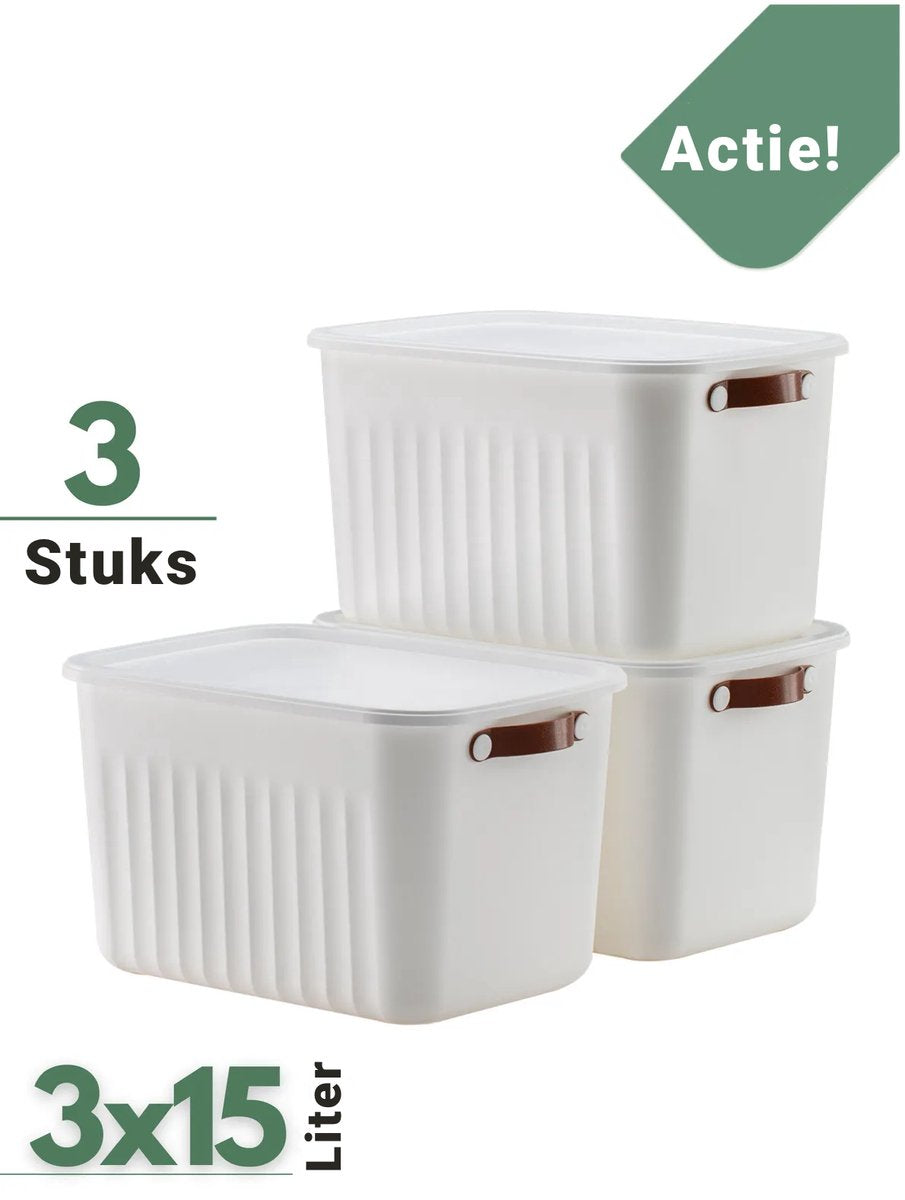 TOBEYZ Storage Box 6-Tier System 6x15L Stackable Nestable White Grey Bathroom Kitchen