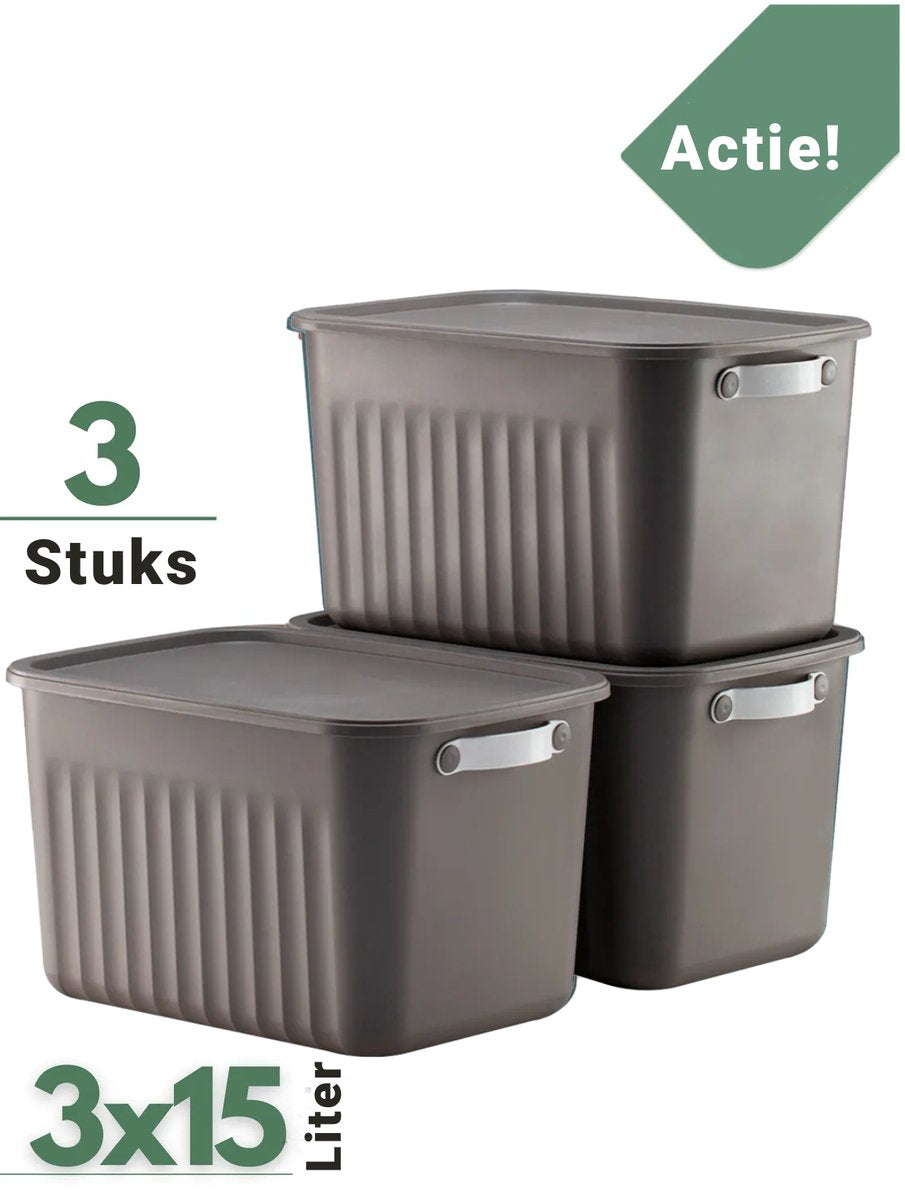 TOBEYZ Storage Box 6-Tier System 6x15L Stackable Nestable White Grey Bathroom Kitchen