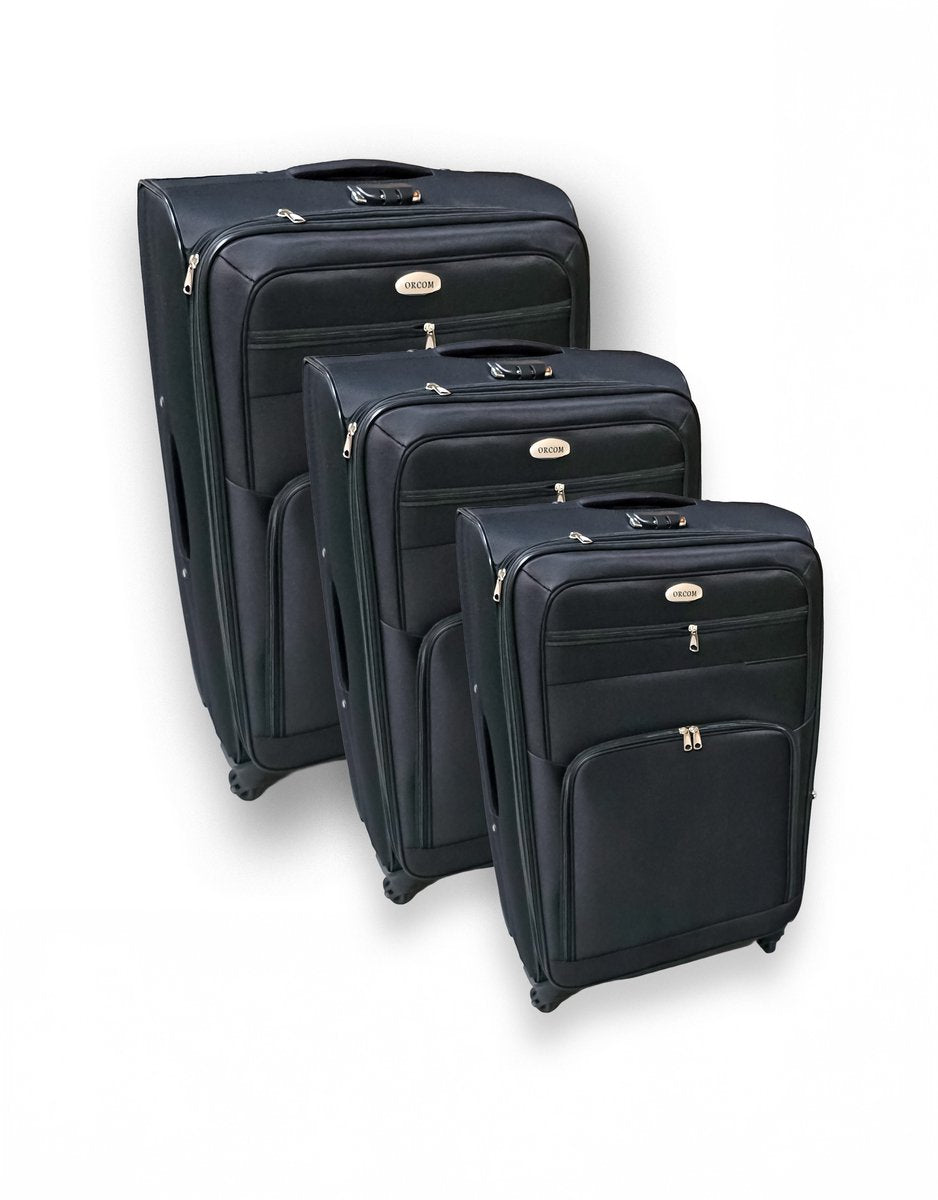 TOBEYZ Premium 3-Piece Black Luggage Set with 4 Spinner Wheels - Ultra-Lightweight ABS Hardshell Travel Trolley Collection