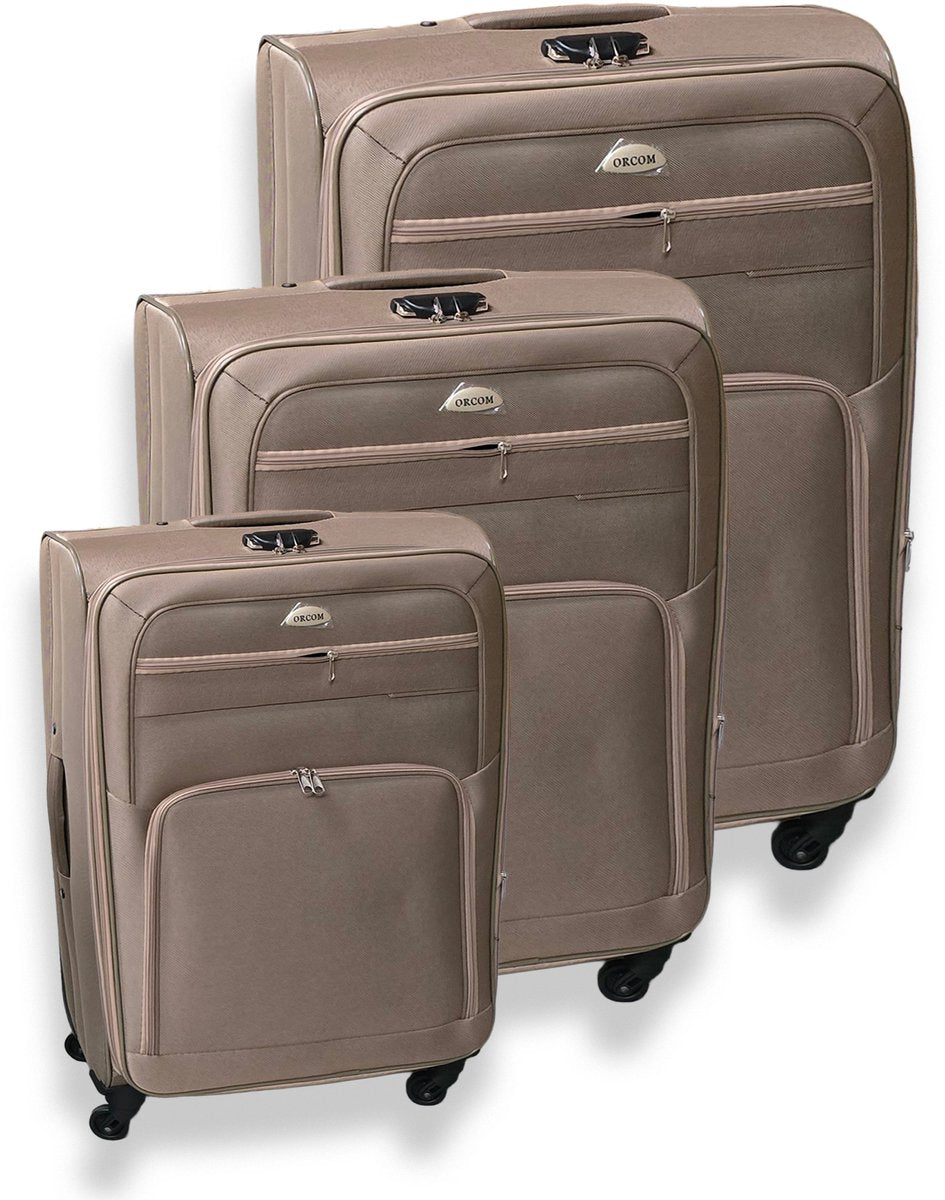 Tobeyz 3-Piece Luggage Set - Light Brown Elegant Finish - 4-Wheel Spinner Hard Shell ABS Trolley - Lightweight Travel Companion for Stylish Adventures