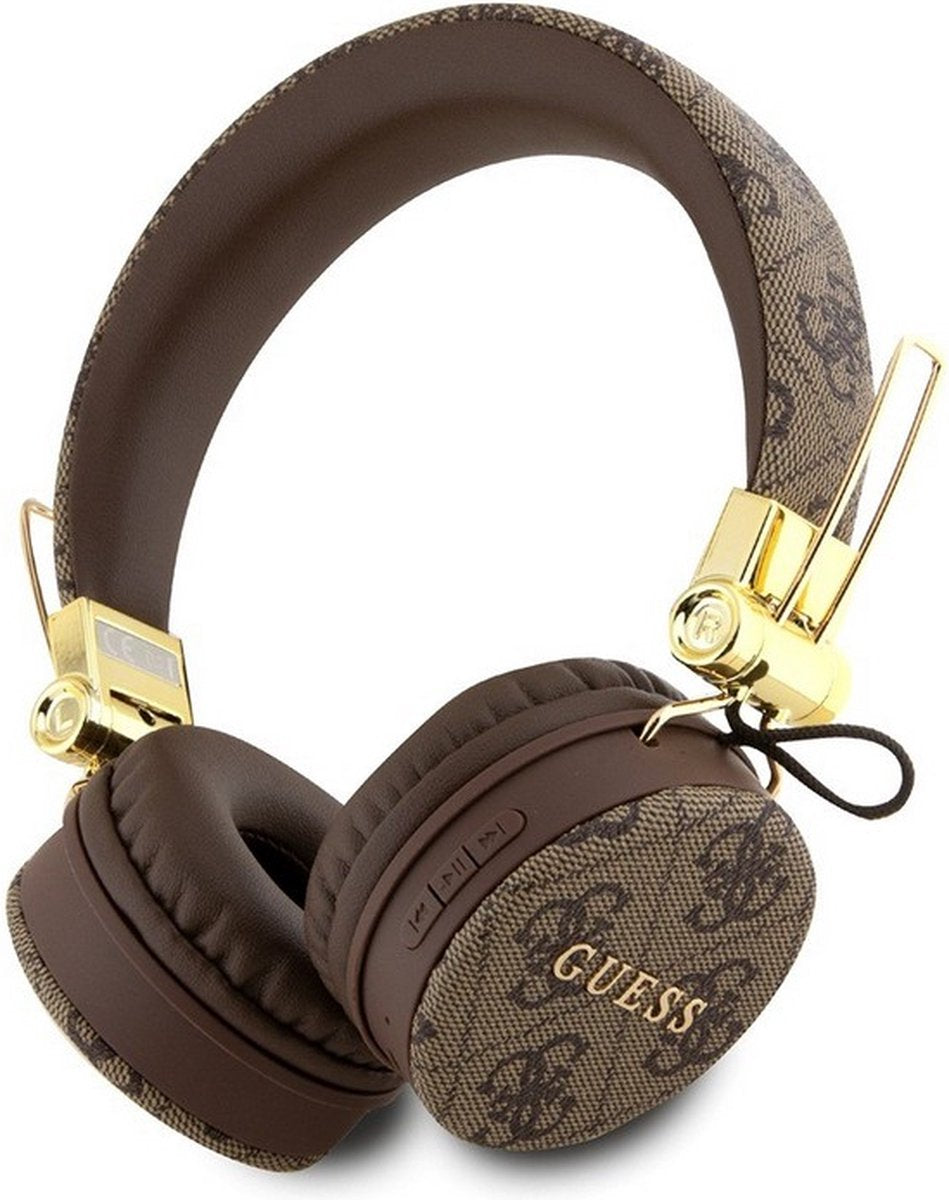 Guess 4G Metal Logo Bluetooth Stereo On-Ear Headphones - Premium Fashion Audio with Long Battery Life and Superior Sound Quality in Elegant Brown