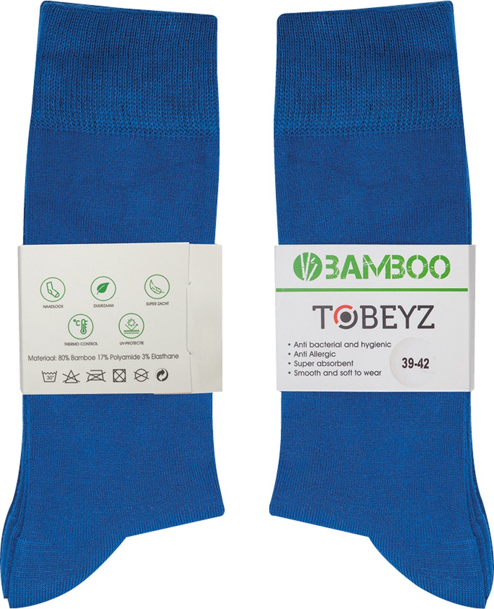 Tobeyz Premium Bamboo Socks 6 Pairs Blue Color Bamboo 80% Size 43-46 Ladies and Gentlemen Seamless Comfort
