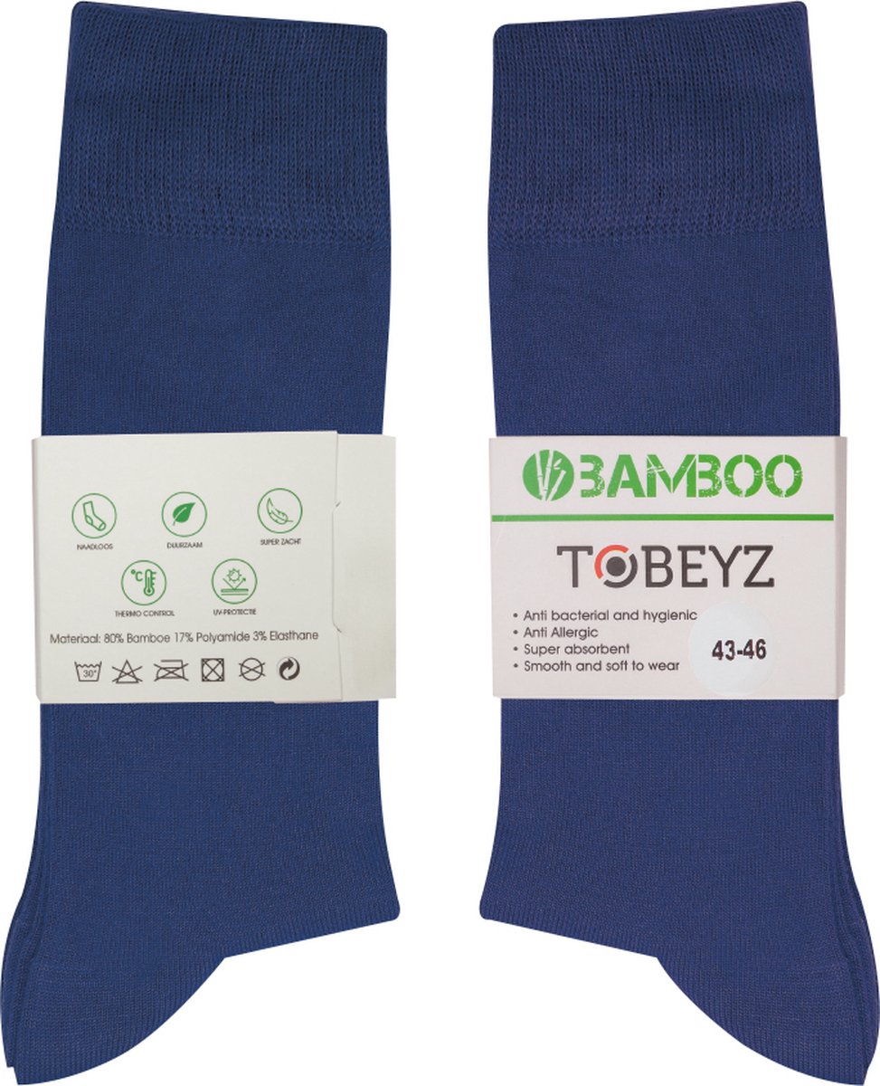 Premium Quality Bamboo Socks - 80% Bamboo Fiber, 3-Pair Pack in Blue, Size 43-46, Unisex Moisture-Wicking Socks for Superior Comfort & Freshness