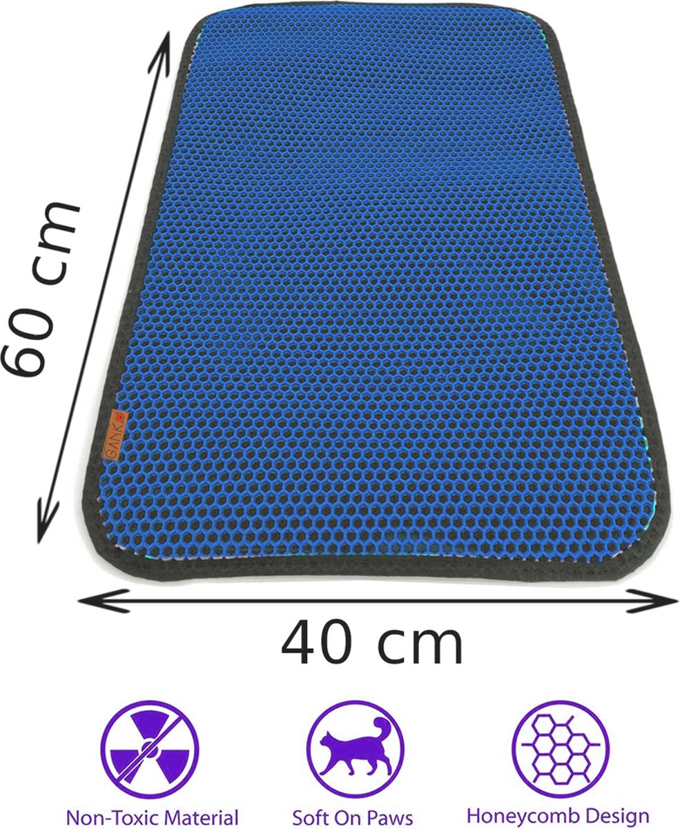 Cat Litter Mat - Navy Blue Double Layer with Premium Filter Technology for Elegant Litter Management
