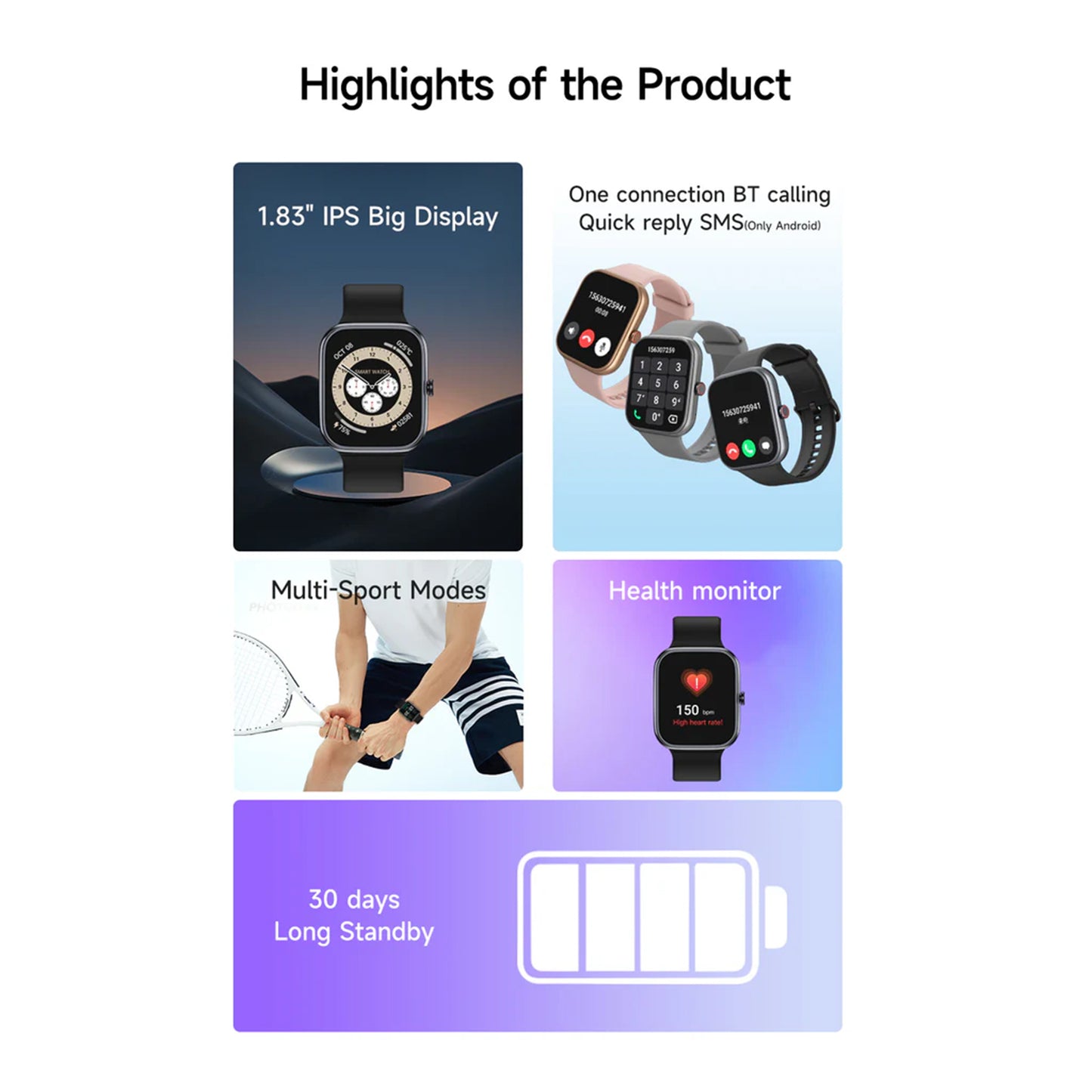 Electrox Smartwatch with Sports Functions - Fitness Tracker Voice Assistant T34F