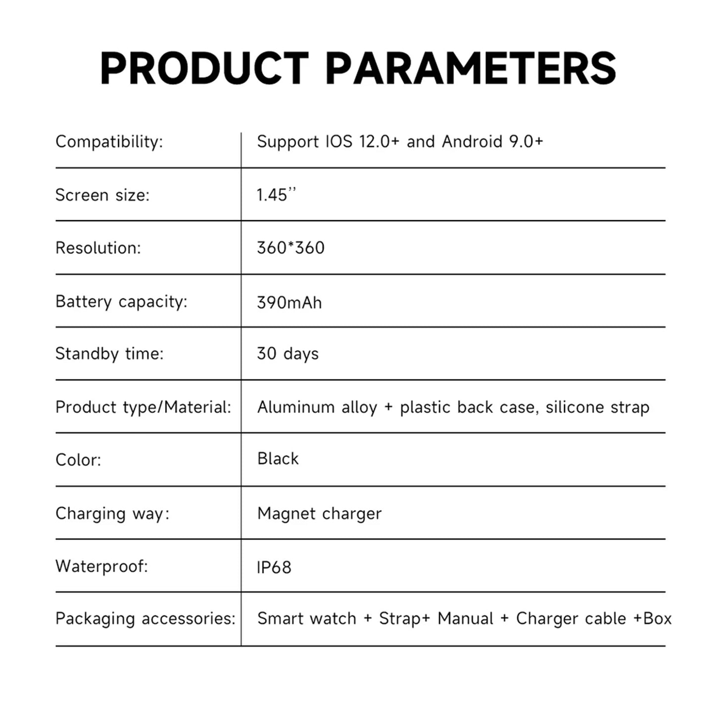 Electrox Smartwatch with Sports Functions - Round Black Fitness Tracker T35