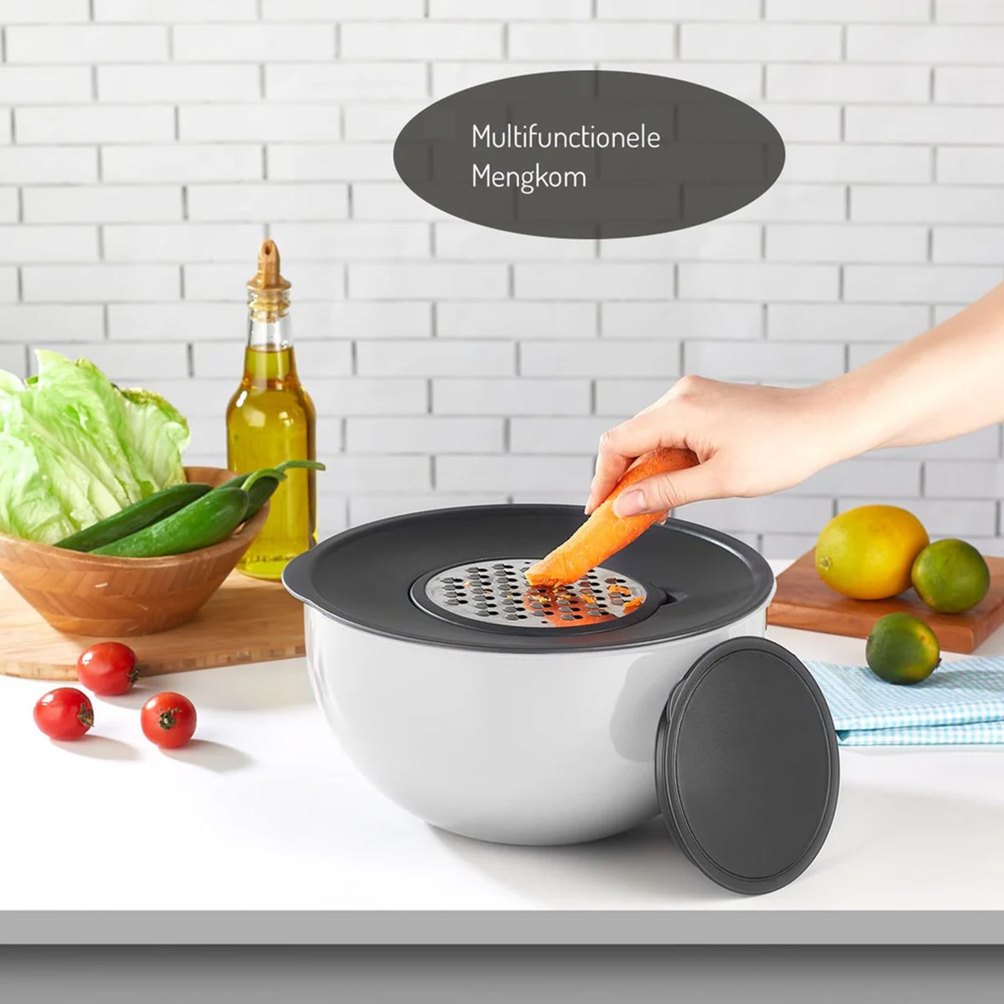 Tobeyz 2-in-1 Mixing Bowl Set with Lid & Grater - BPA-Free Kitchen Bowl for Baking