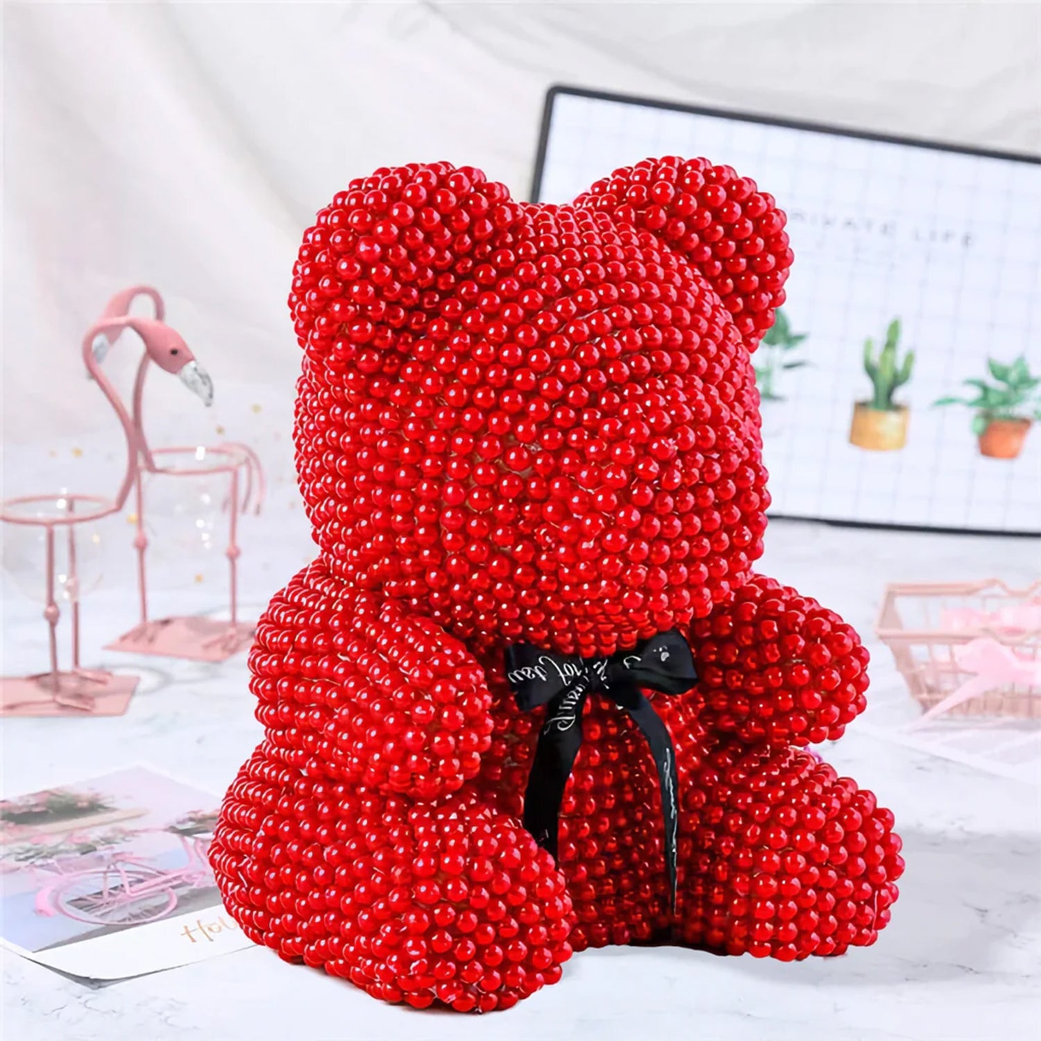 Tobeyz - Perlenbär, Valentinstags-Teddybär, Montagsgeschenk, Perlenbär, 20 cm hoch, Geschenk zum Jahrestag, Perlenbär, Hochzeitsgeschenk, Valentinstagsgeschenk