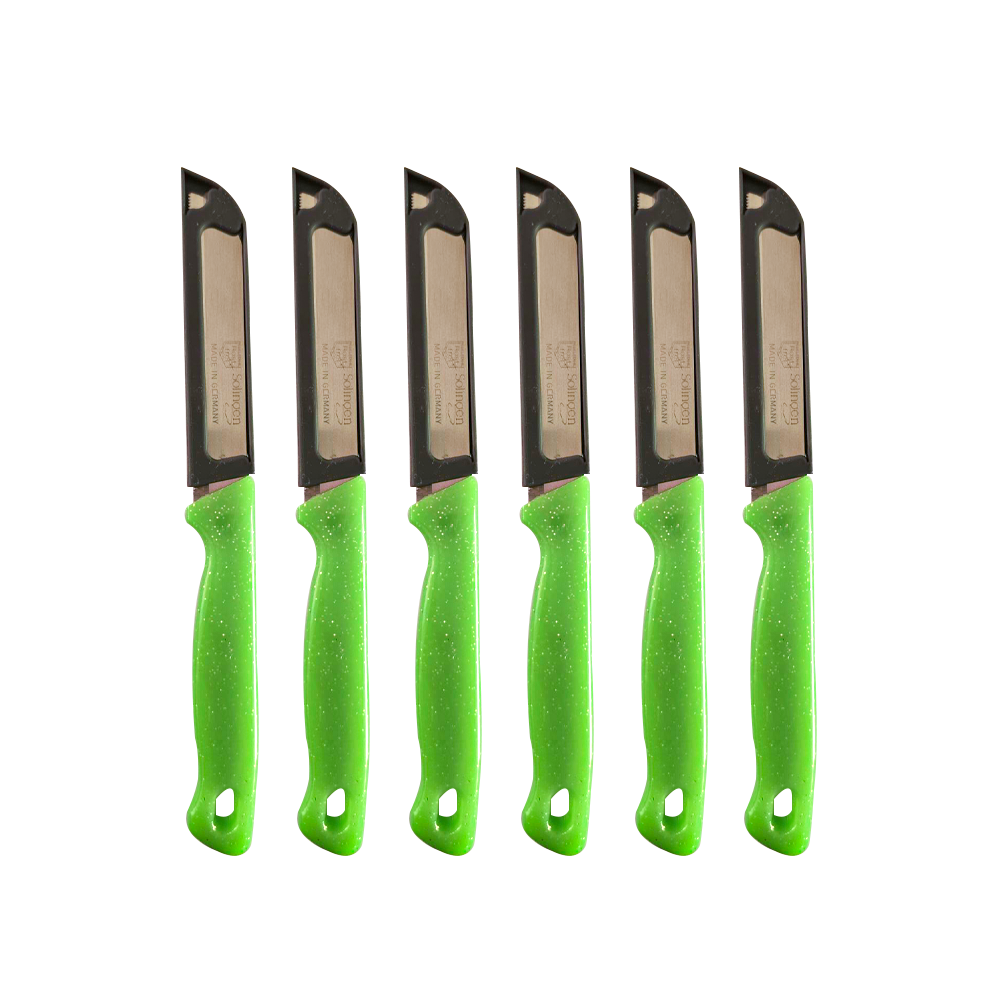 Solingen Kartelmes - Groente- en Tomatenmes met Kartel - RVS - 18,5 cm met "Blade Cover" - Ergonomisch Handvat - 6 stuks