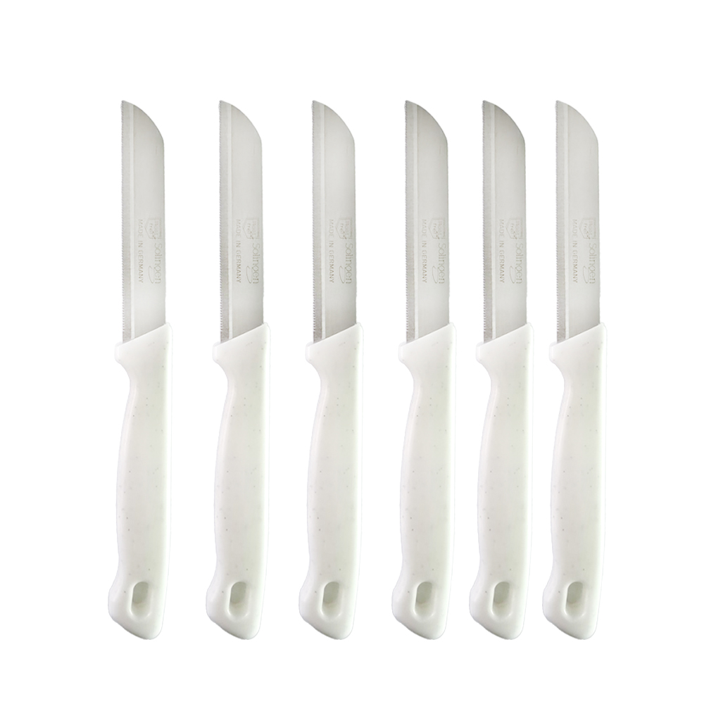 Solingen Kartelmes - Groente- en Tomatenmes met Kartel - RVS - 18,5 cm met "Blade Cover" - Ergonomisch Handvat - 6 stuks