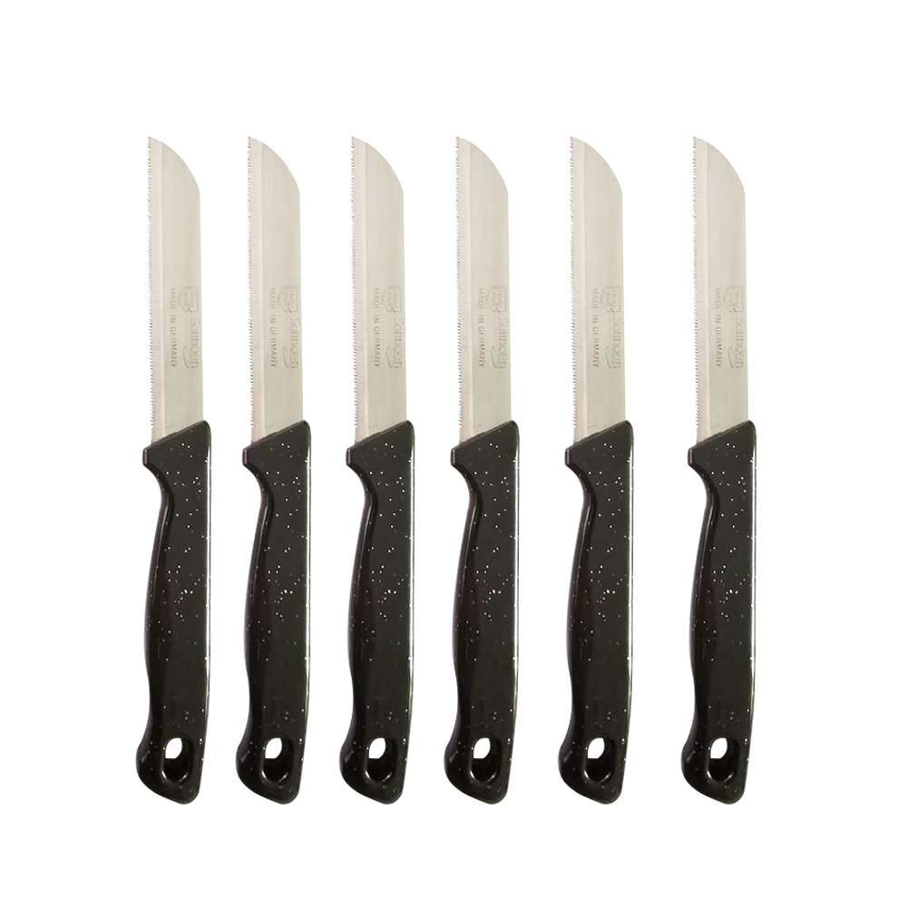 Solingen Kartelmes - Groente- en Tomatenmes met Kartel - RVS - 18,5 cm met "Blade Cover" - Ergonomisch Handvat - 6 stuks