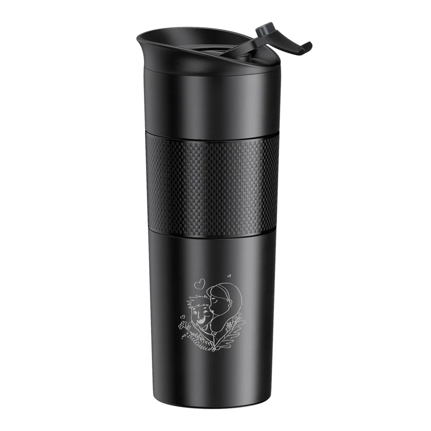 Mother's Day Thermos 500ml - Black Double Wall Travel Mug Set 2