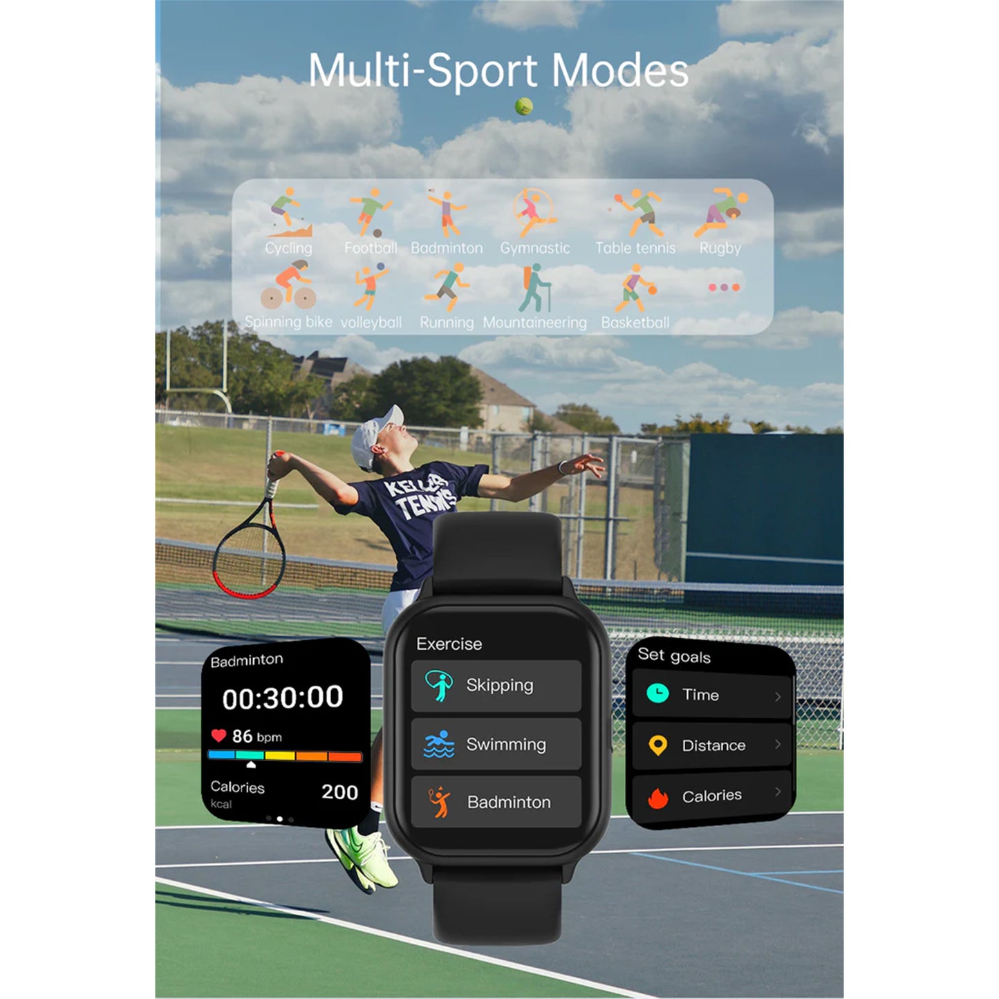 Electrox Smartwatch with Sports Functions - Blood Pressure Monitor T17F