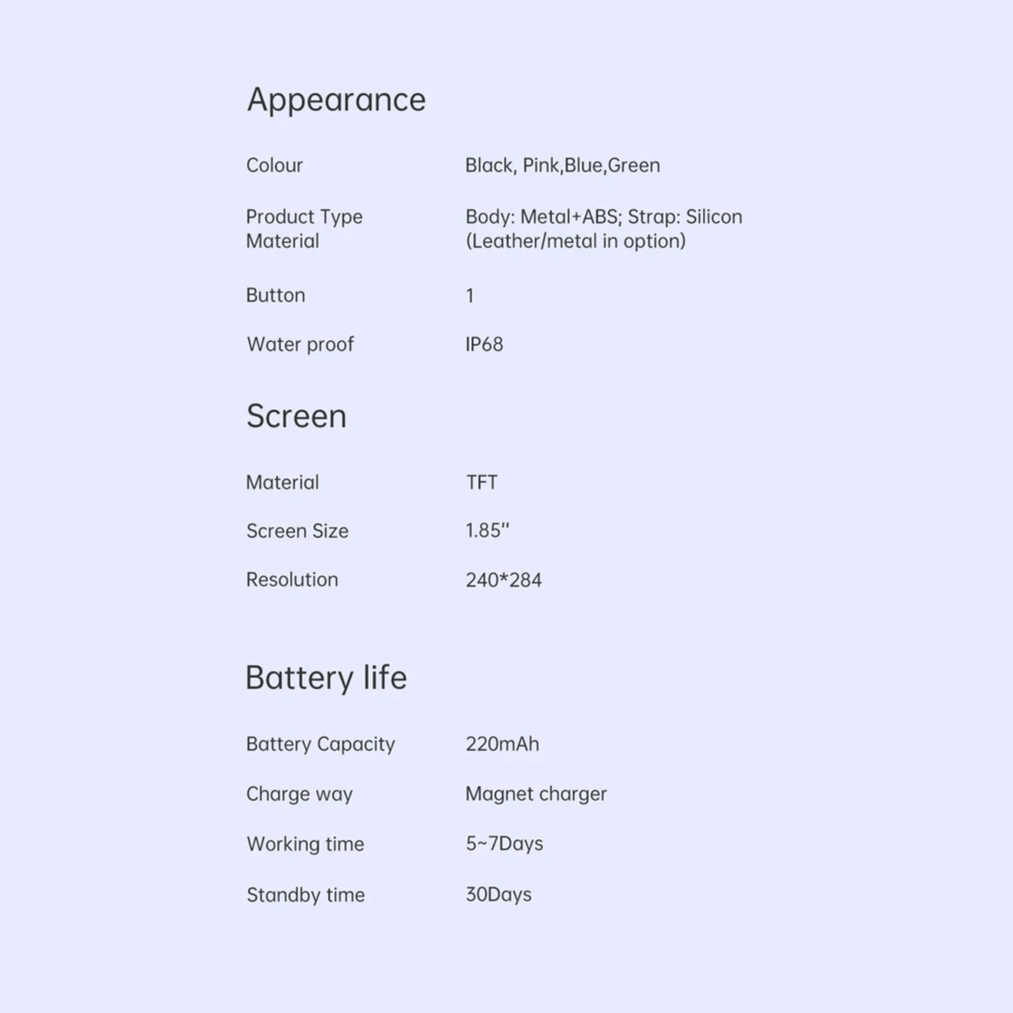 Electrox Smartwatch with Sports Functions - Blood Pressure Monitor T17F