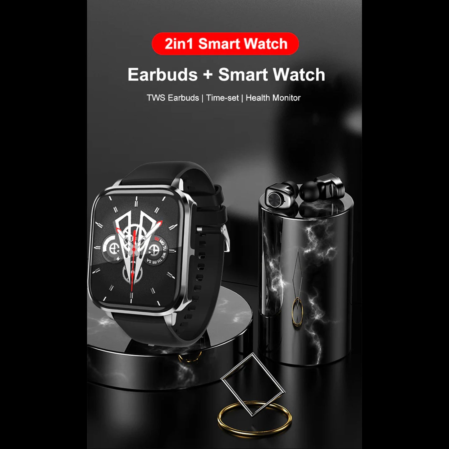 Electrox Smartwatch with TWS Earbuds - Fitness Tracker Black T22