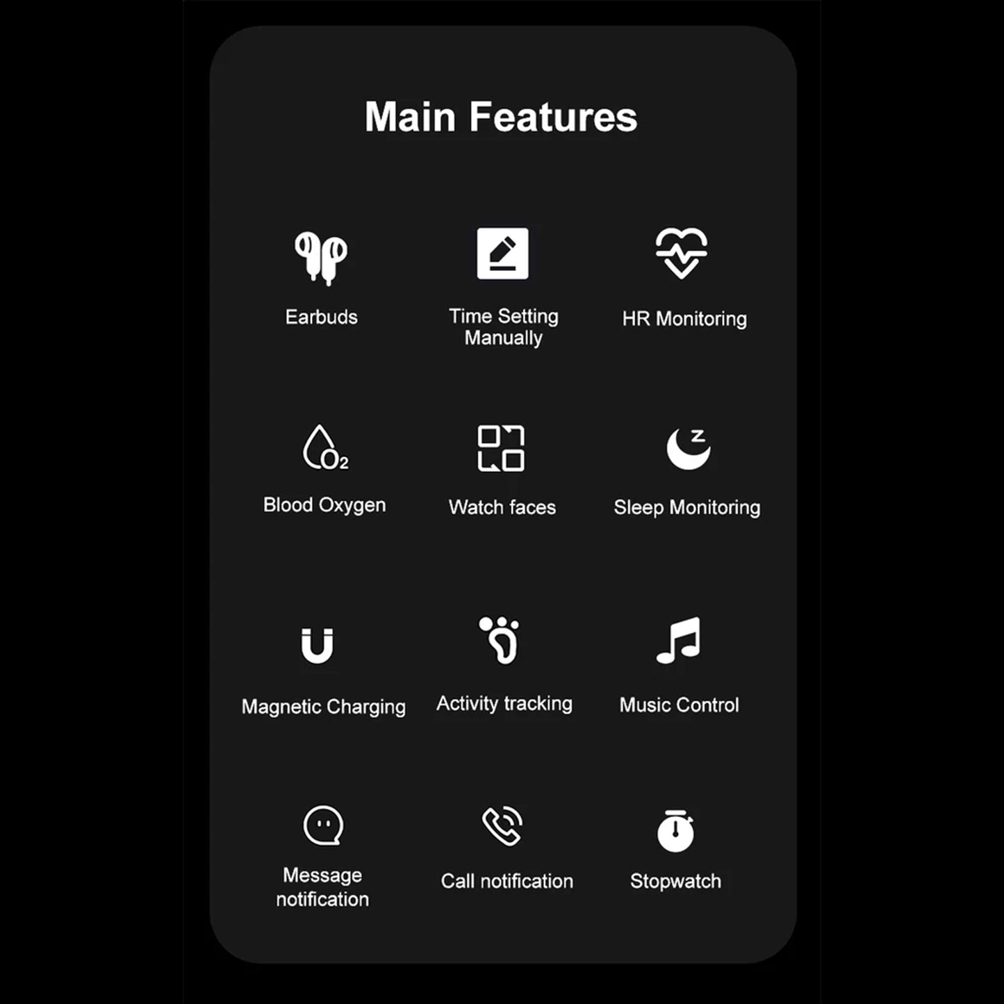 Electrox Smartwatch with TWS Earbuds - Fitness Tracker Black T22