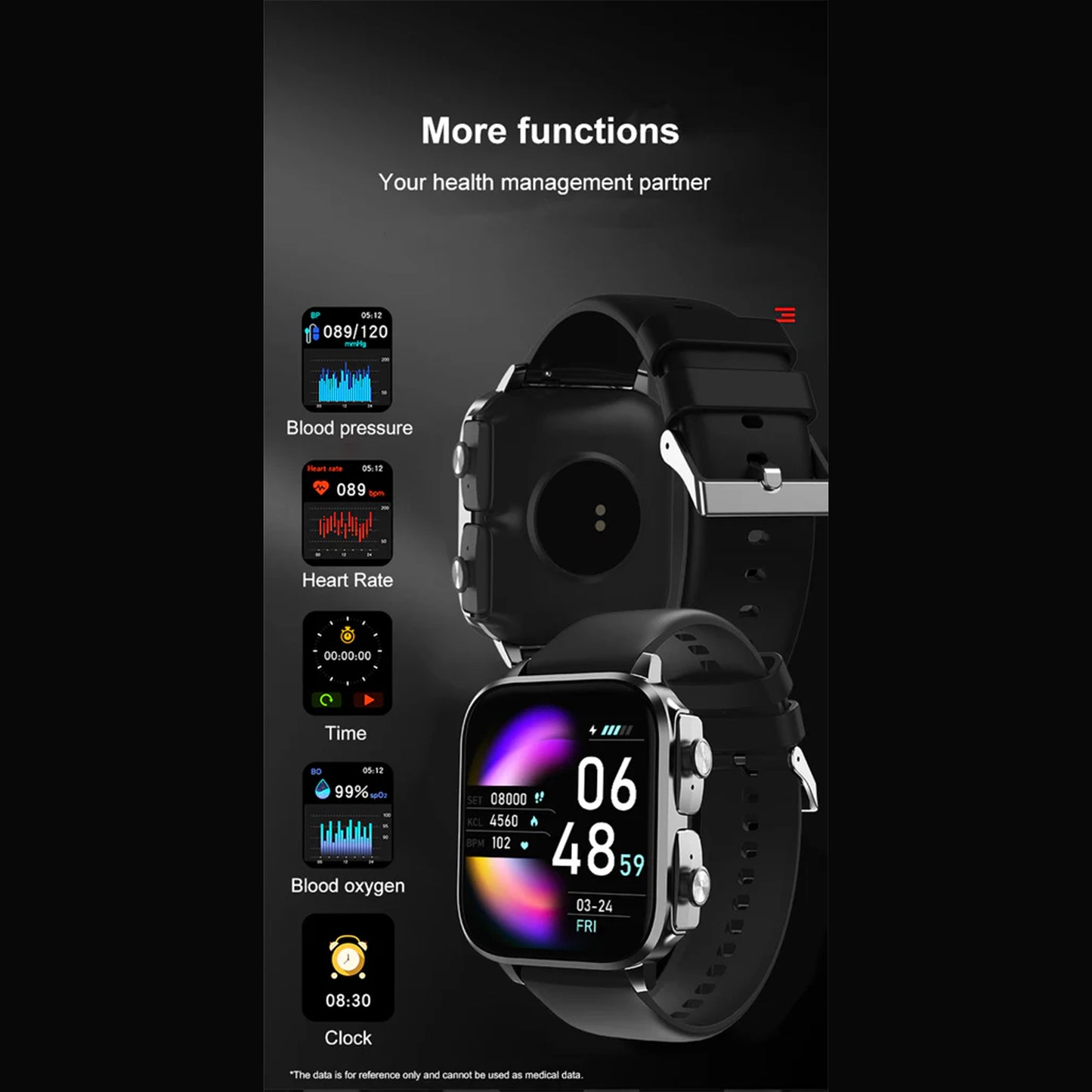 Electrox Smartwatch with TWS Earbuds - Fitness Tracker Black T22