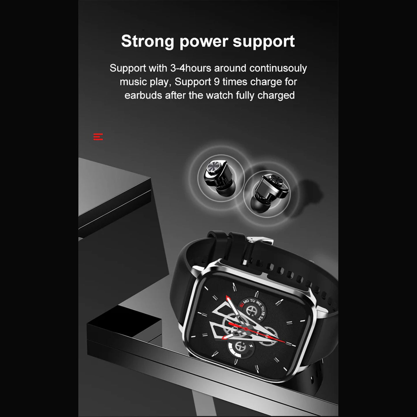 Electrox Smartwatch with TWS Earbuds - Fitness Tracker Black T22