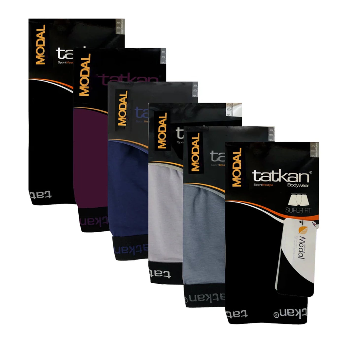 Men's Boxer Shorts 6-Pack Modal - Black Grey Navy Bordeaux Light Grey