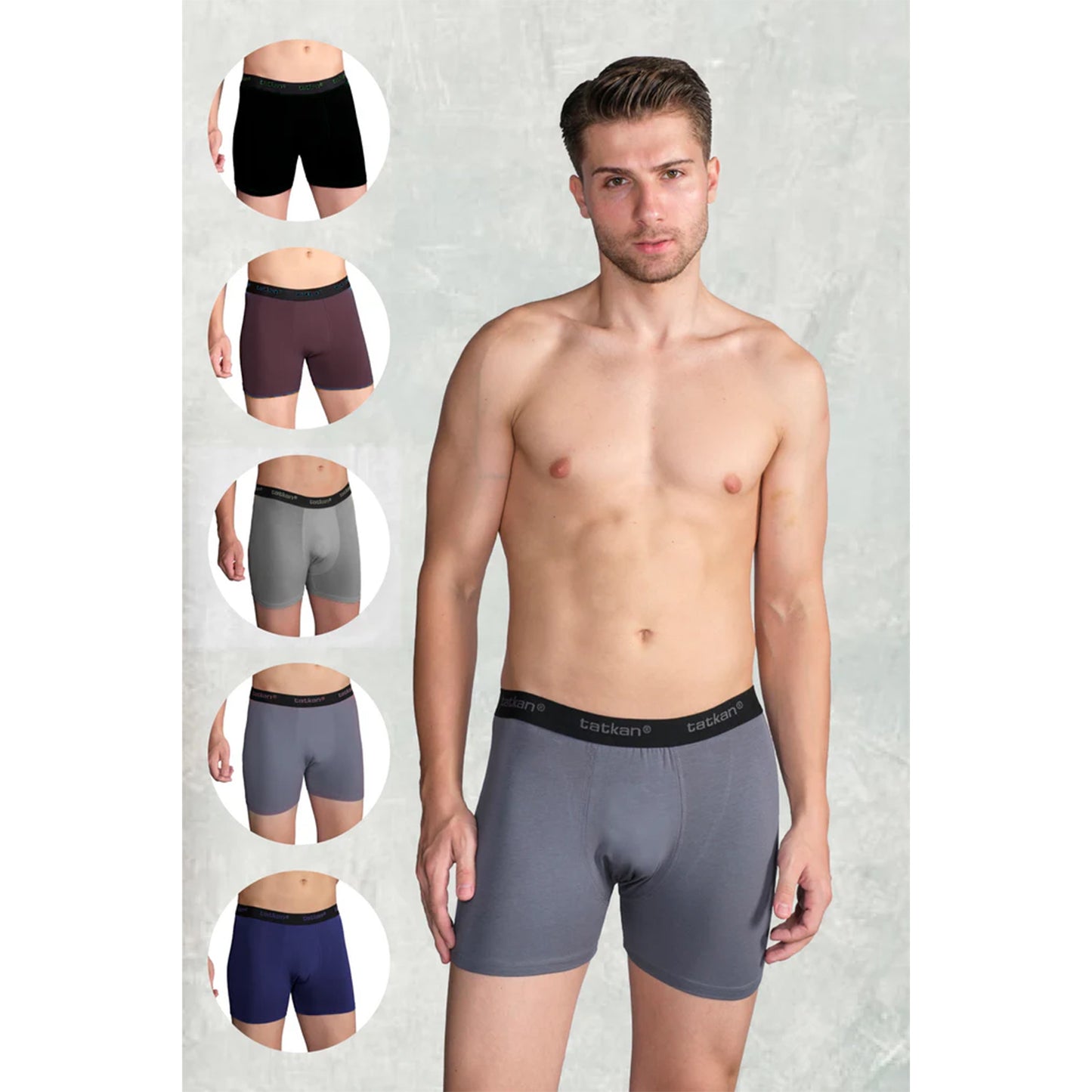 Men's Boxer Shorts 6-Pack Modal - Black Grey Navy Bordeaux Light Grey