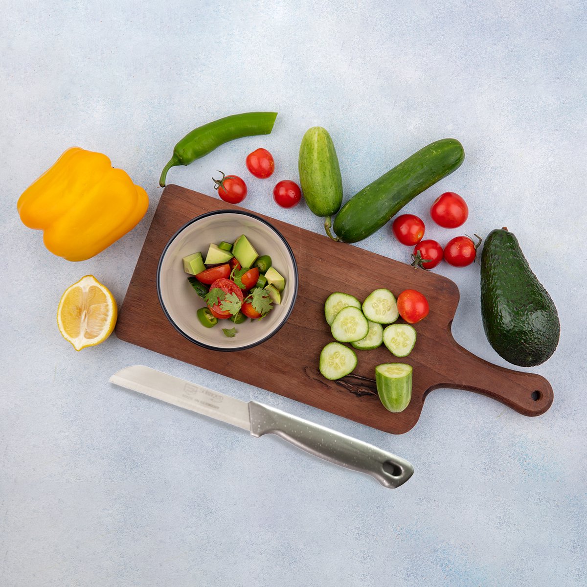 Solingen Kartelmes - Groente- en Tomatenmes met Kartel - RVS - 18,5 cm met "Blade Cover" - Ergonomisch Handvat - 6 stuks