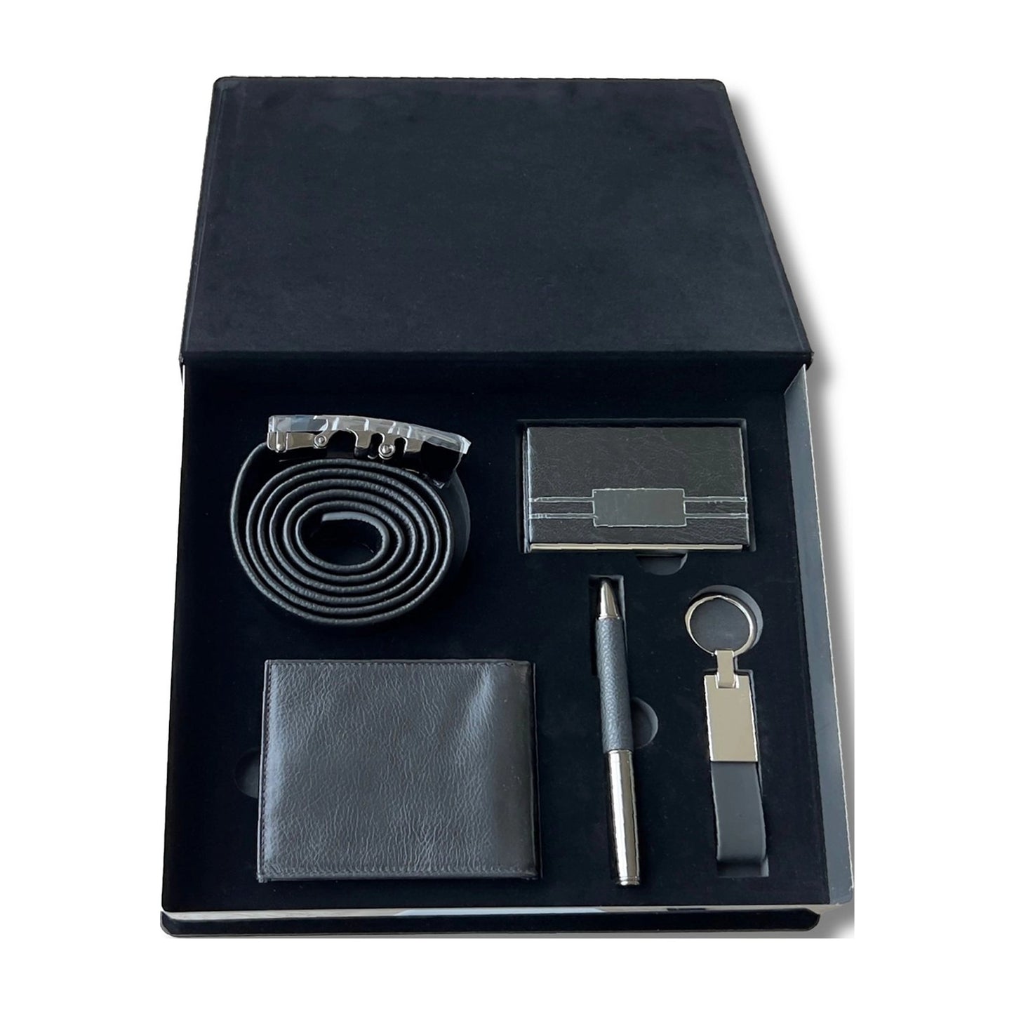 Black Leather Wallet Set - 5-Piece Father's Day Gift Set