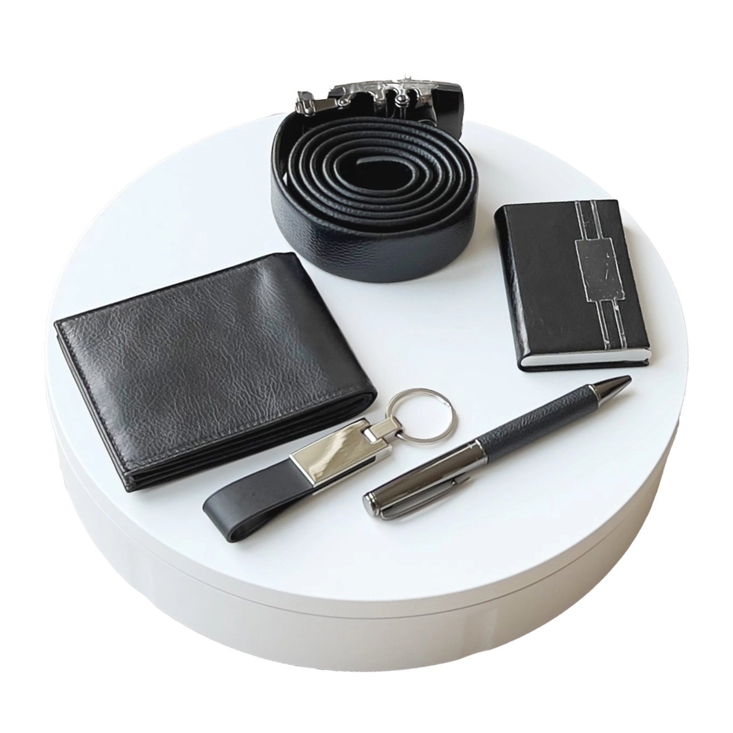 Black Leather Wallet Set - 5-Piece Father's Day Gift Set