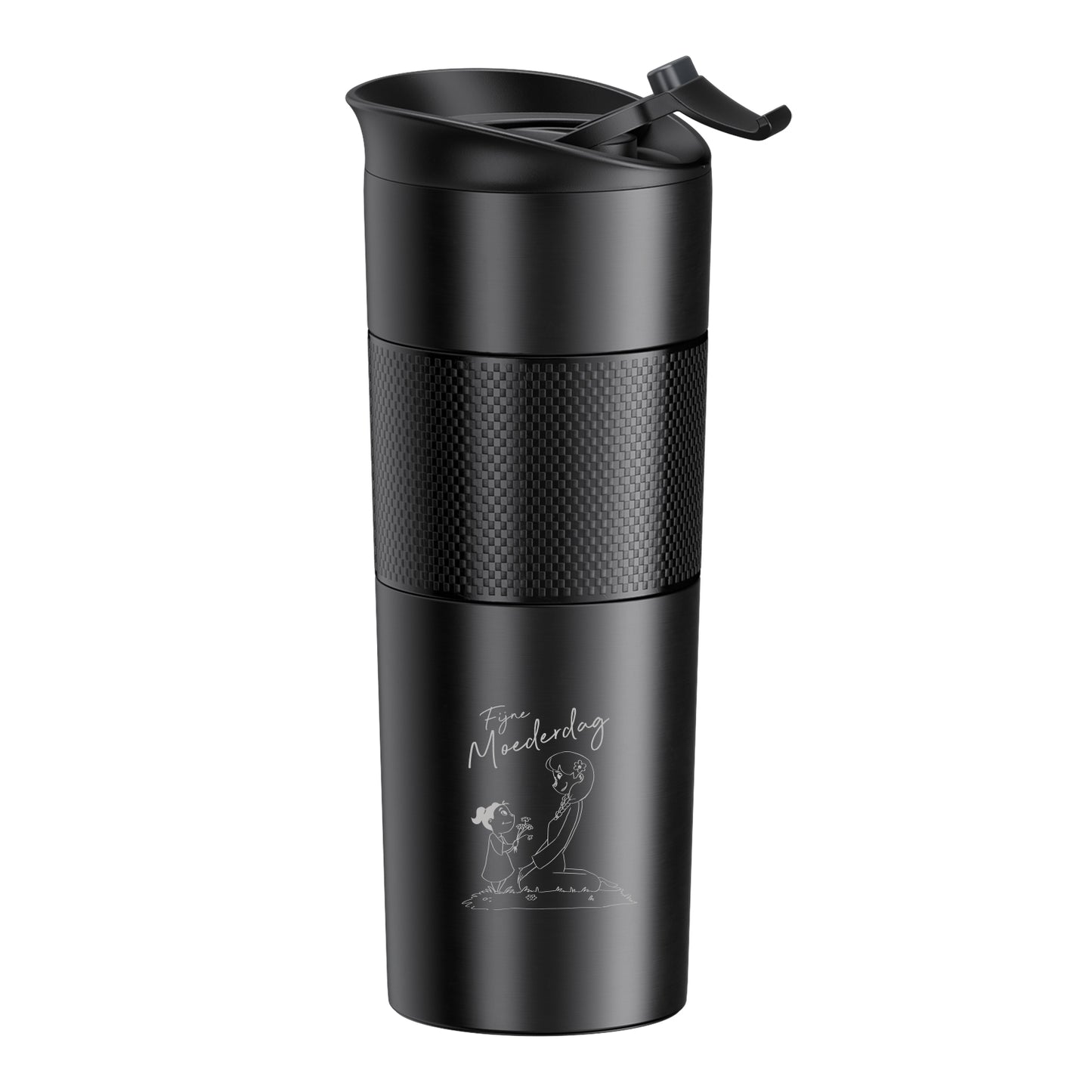 Mother's Day Thermos 500ml - Black Double Wall Travel Mug Set 1