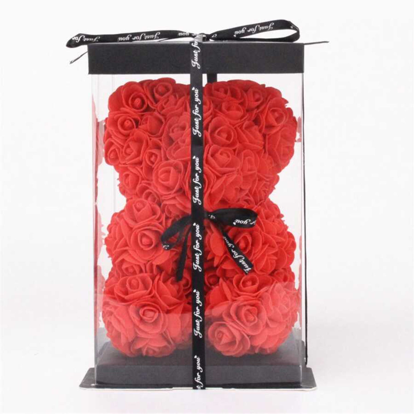 Artificial Flower in Glass Gift - Red with LED Lighting