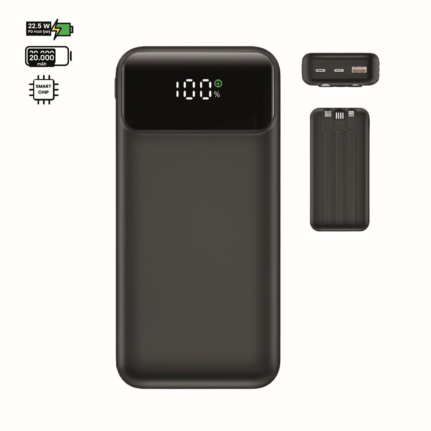 20,000mAh Power Bank with 22.5W Fast Charging - LCD Display Portable Charger