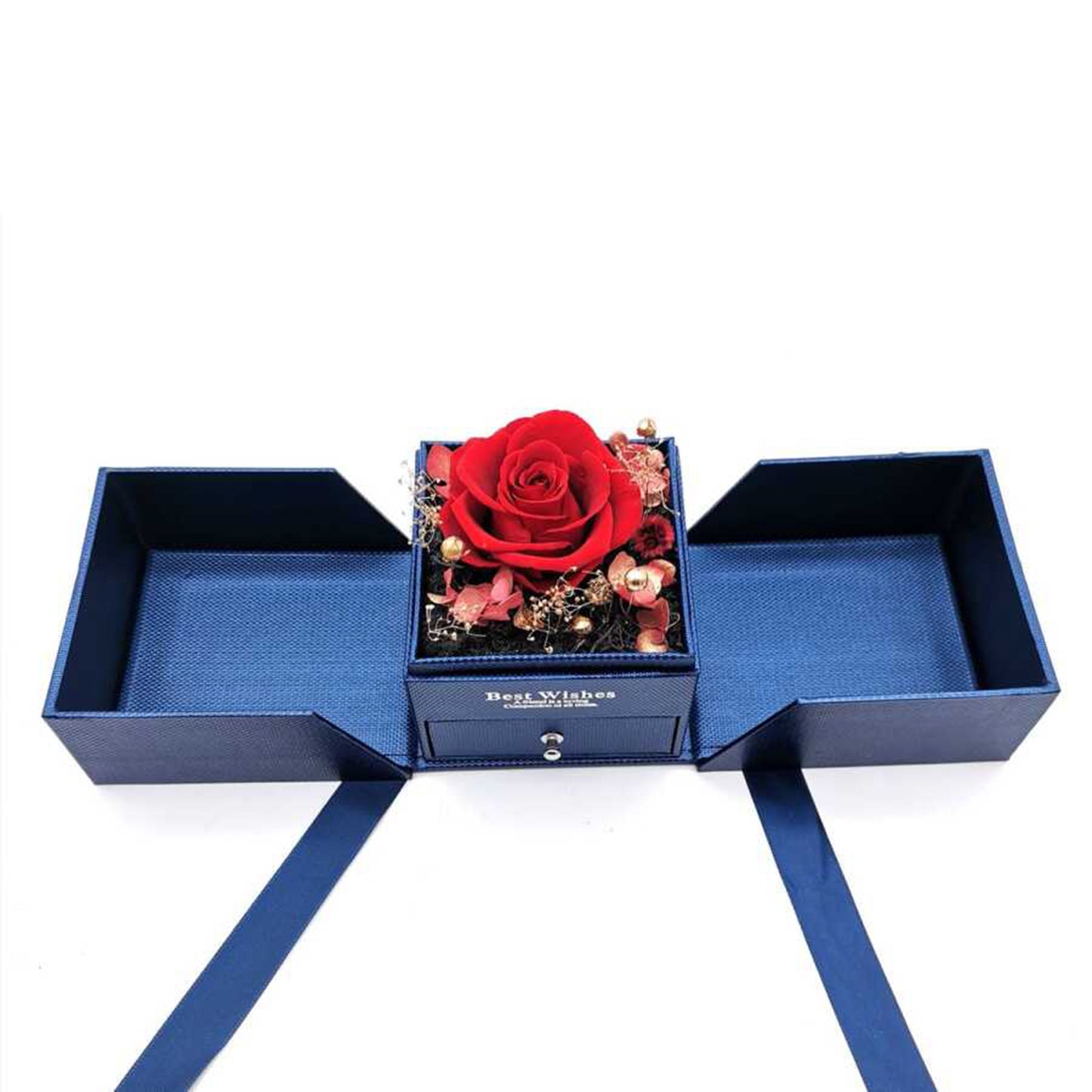 Real Roses in Blue Gift Box - Valentine's Mother's Day 2-3yr Preserved