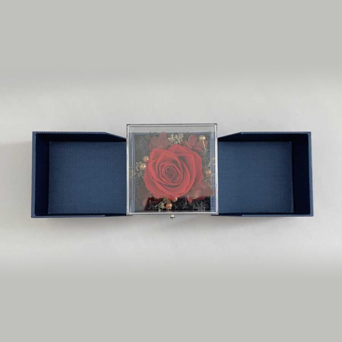 Real Roses in Blue Gift Box - Valentine's Mother's Day 2-3yr Preserved