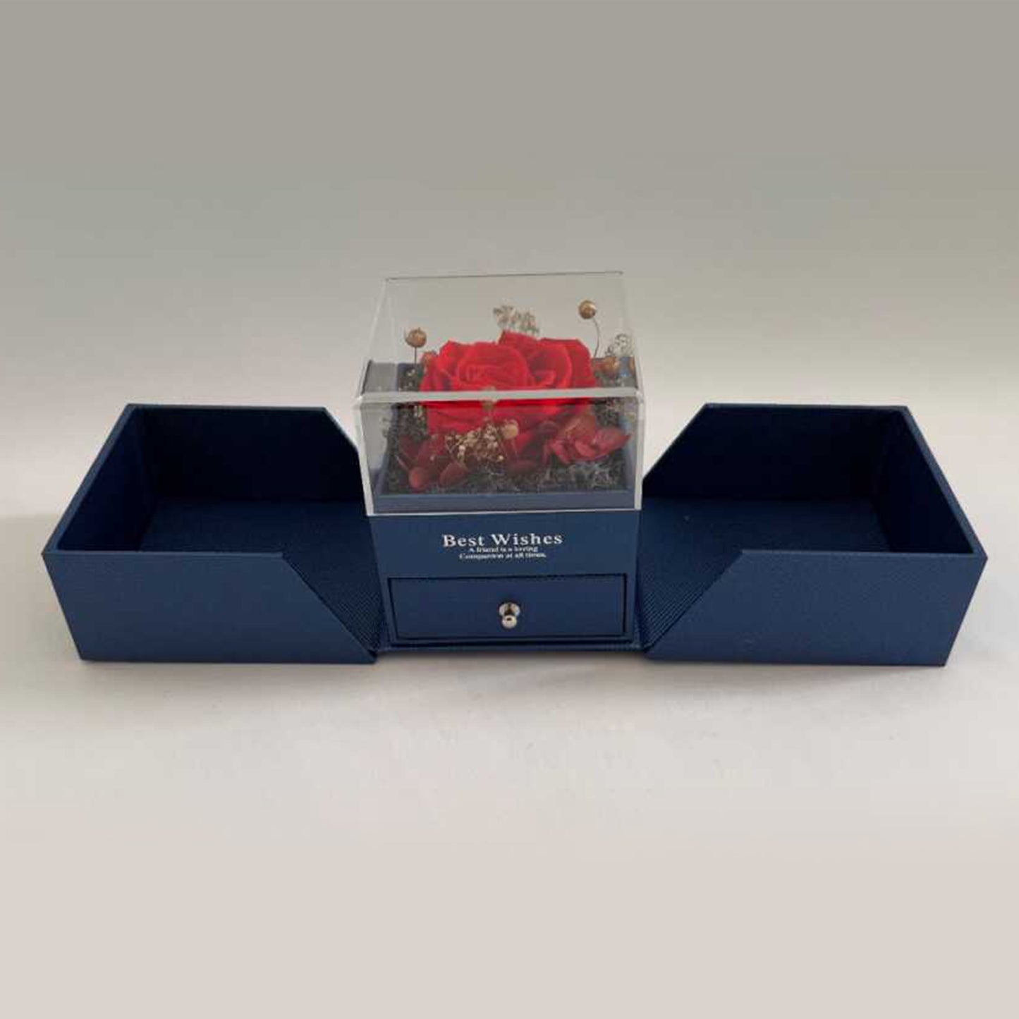 Real Roses in Blue Gift Box - Valentine's Mother's Day 2-3yr Preserved