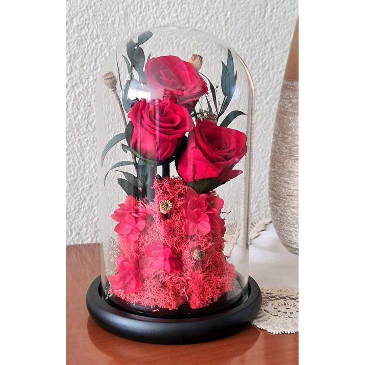 Real Roses in Glass Dome - Valentine's Preserved 2-3yr
