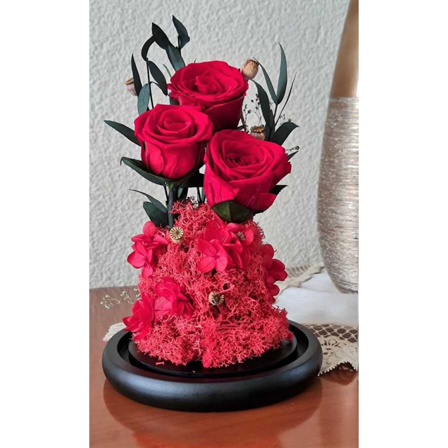 Real Roses in Glass Dome - Valentine's Preserved 2-3yr