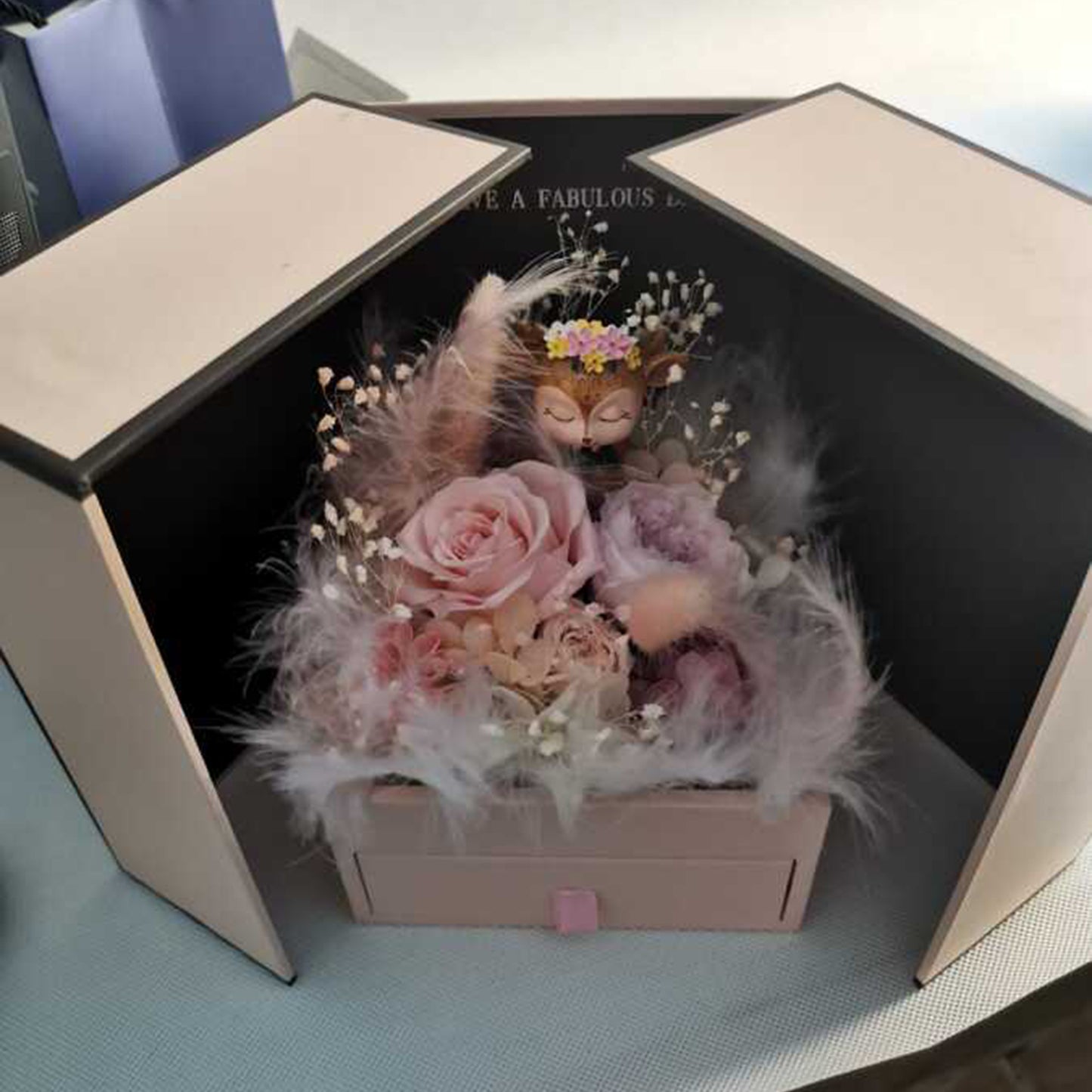 Real Roses in Pink Gift Box - Valentine's Mother's Day 2-3yr Preserved