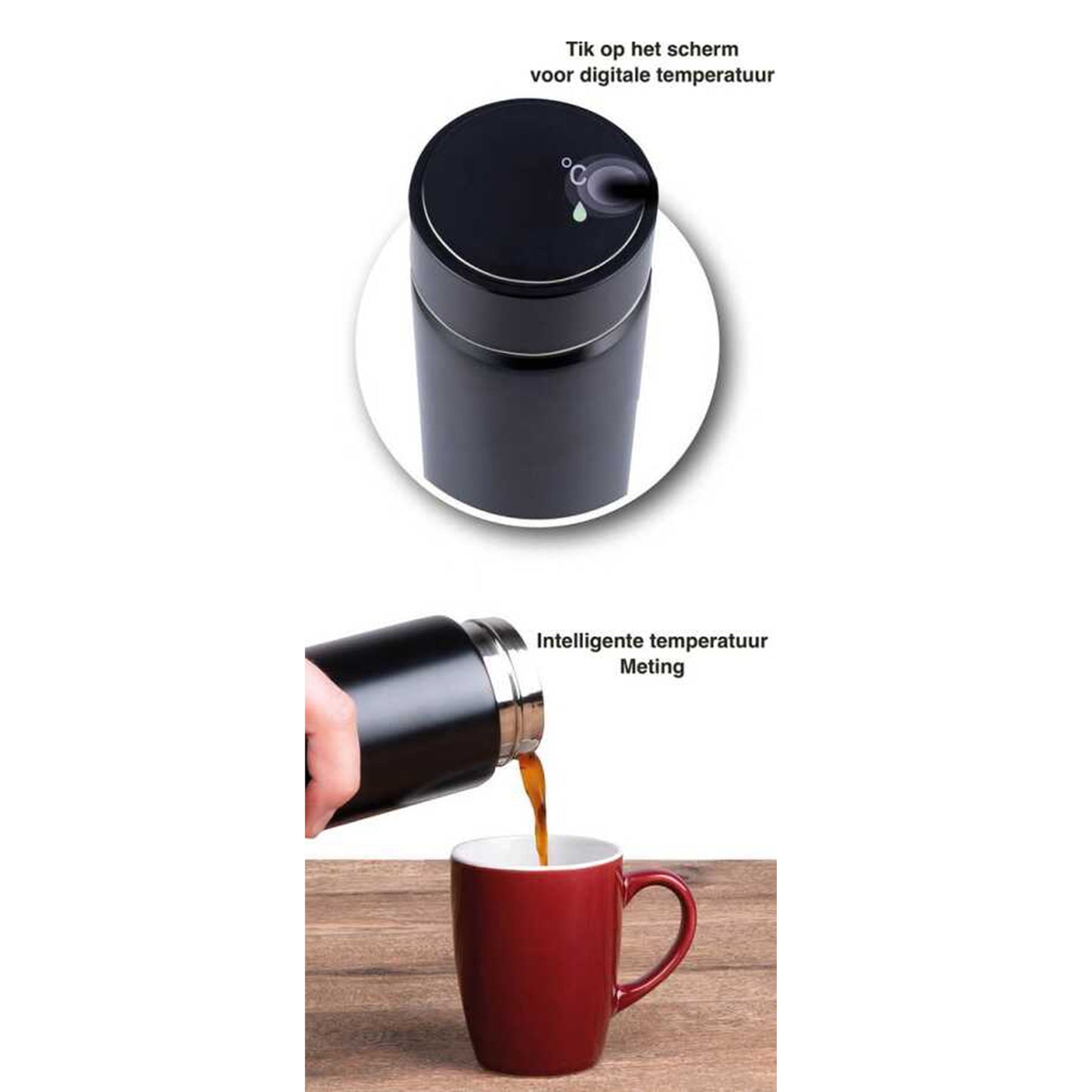 Electrox Digital Thermos with Temperature Display LED - Smart 480ml 12hr-Blue