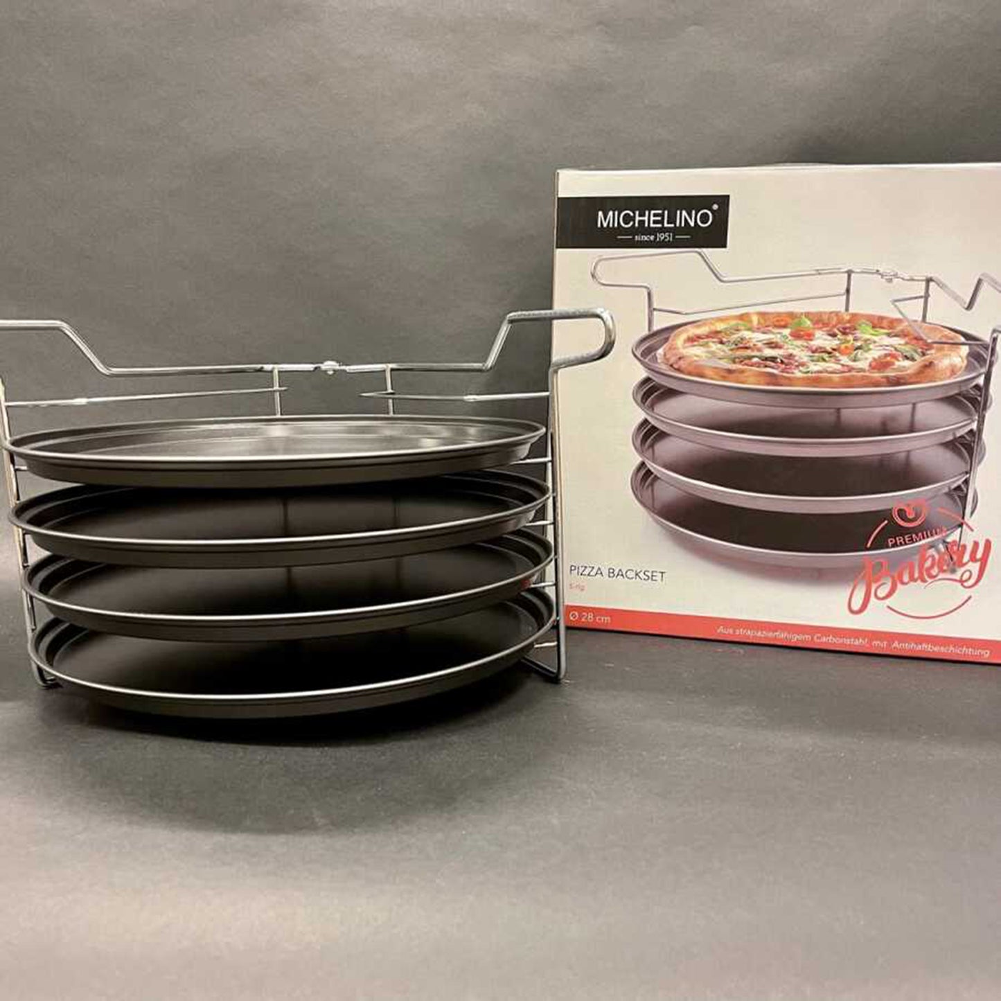 Michelino Pizza Baking Set for 4 Pizzas - Grey