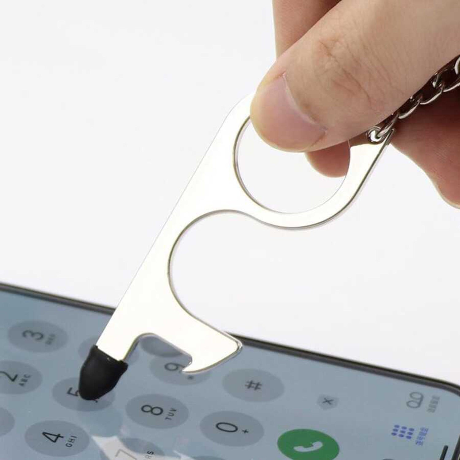 No Touch-Key - Kontaktlose Enthärtung - Antibakterieller Schlüsselanhänger - Touchscreen-Unterstützung - Goldfarben