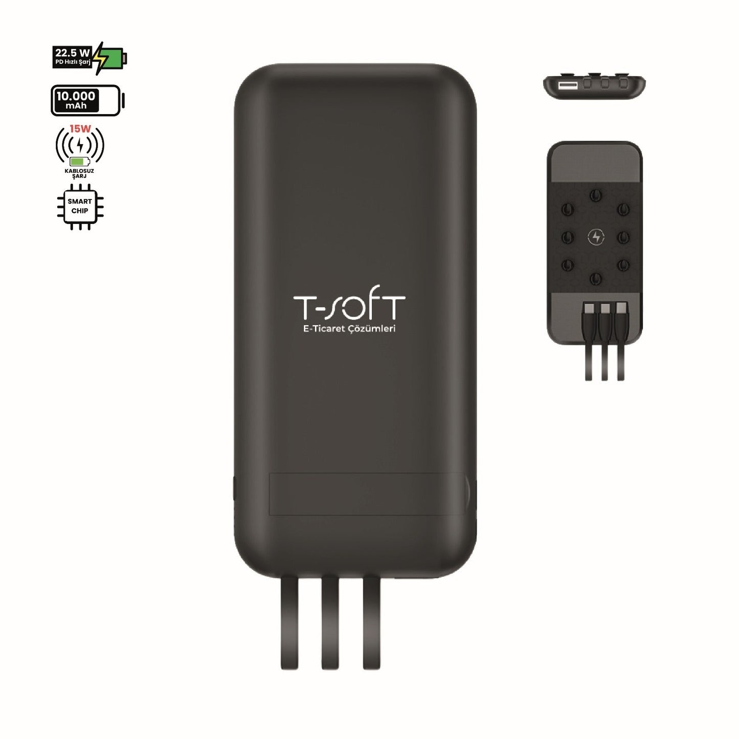 10,000mAh Power Bank with 22.5W Fast Charging - Phone Stand & Suction Grip